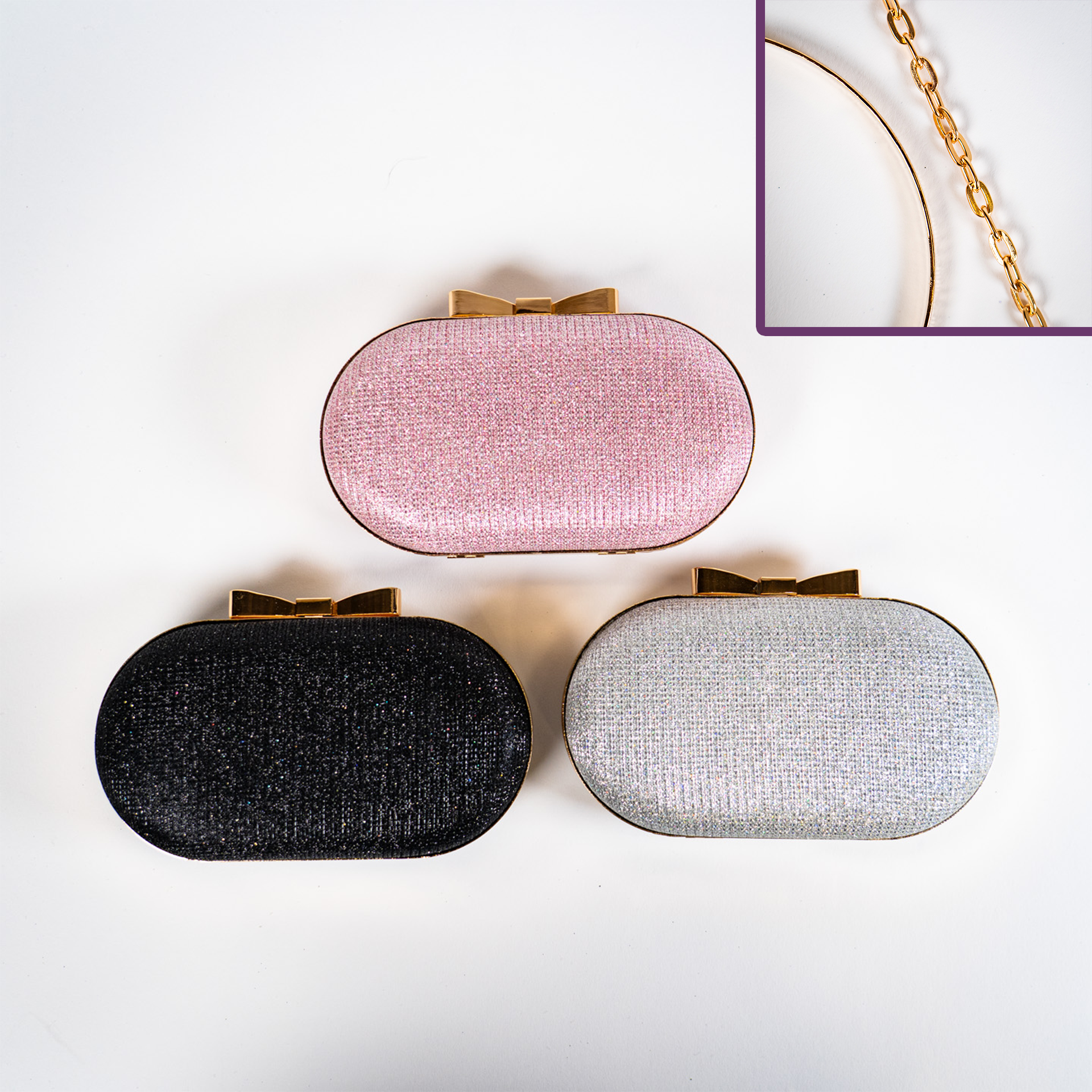 Shimmering Metallic Clutch - Black