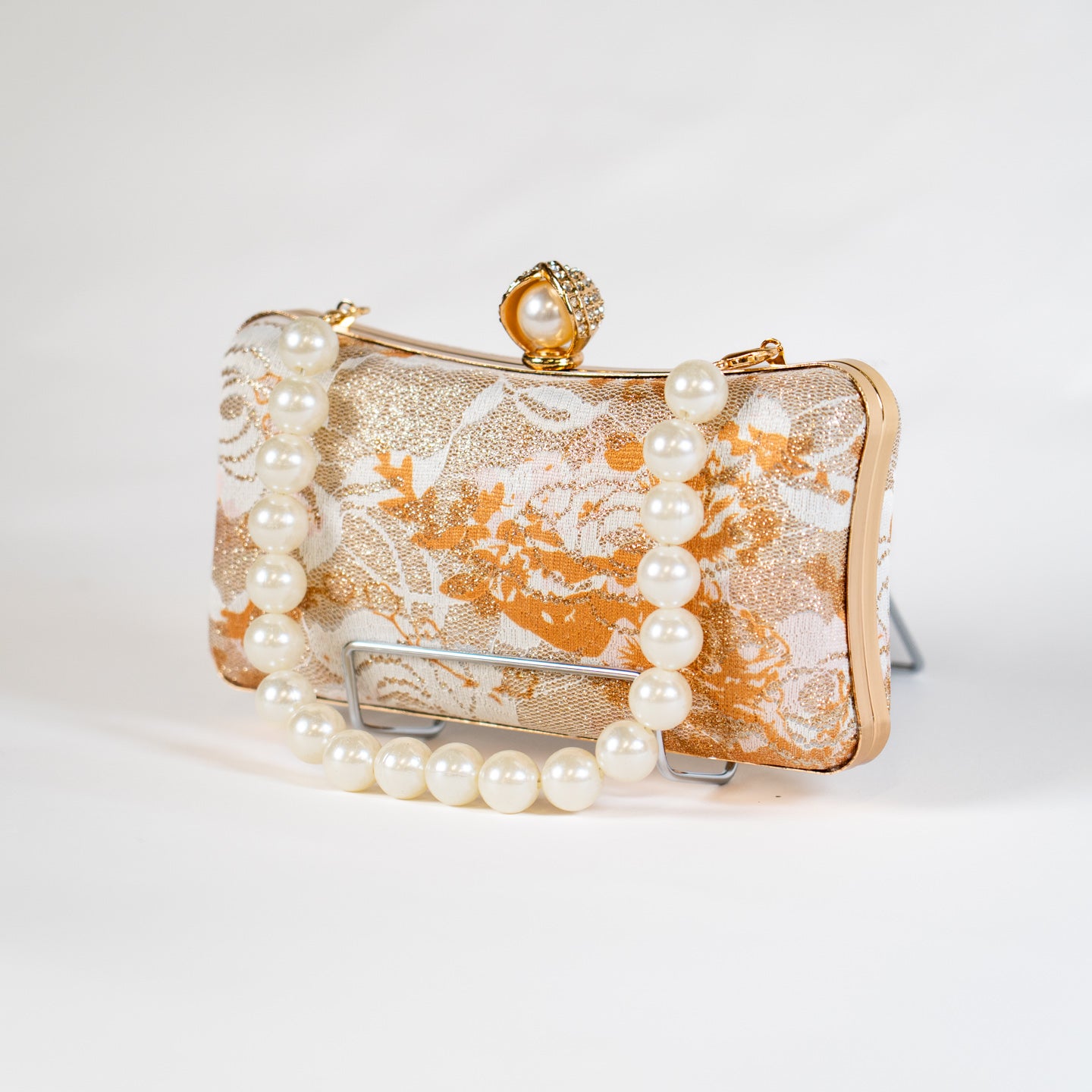 Jacquard Lace Handbag - Gold
