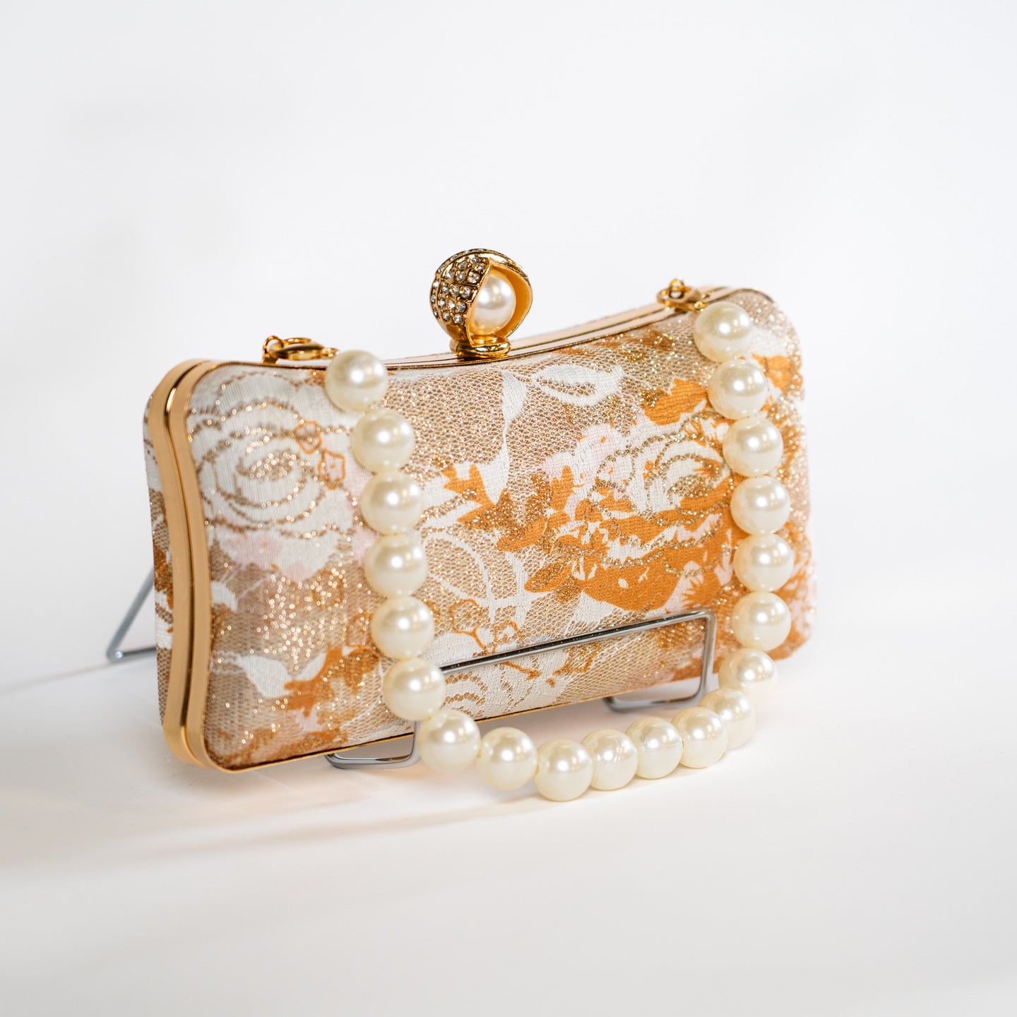 Jacquard Lace Handbag - Gold