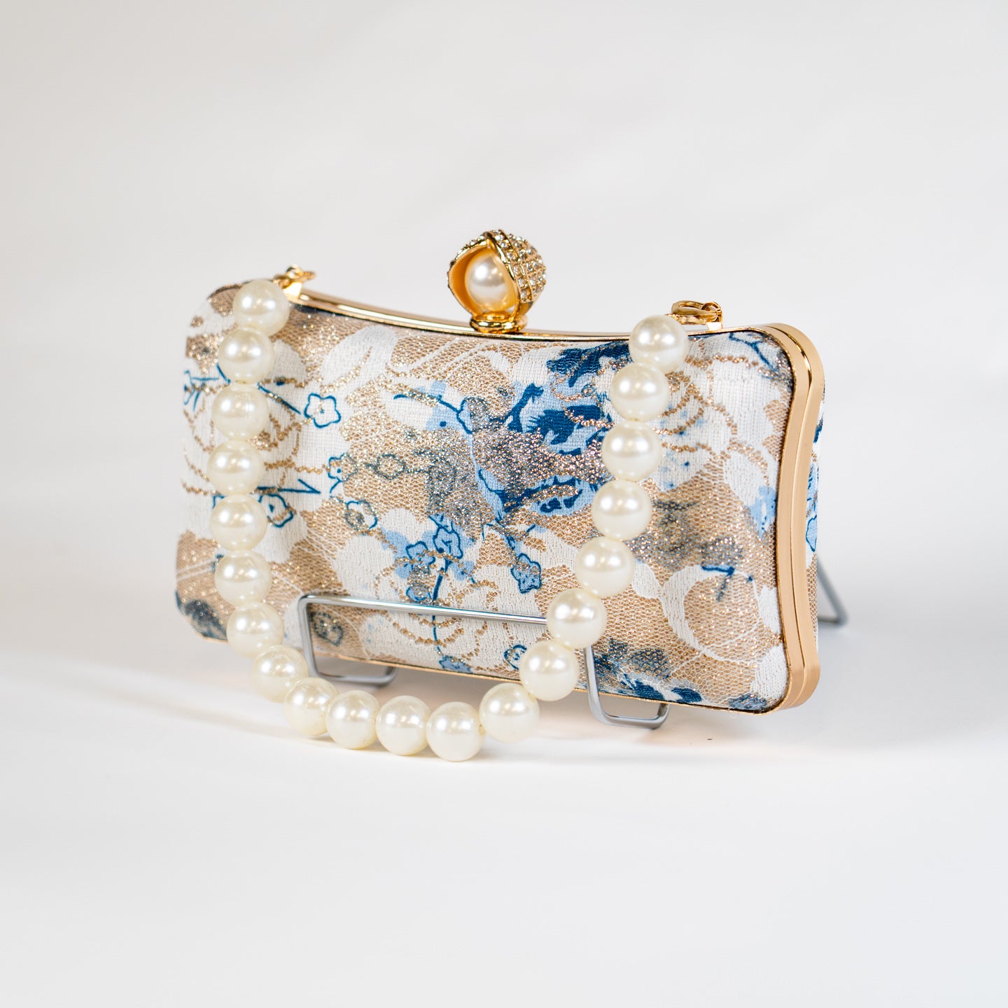Jacquard Lace Handbag - Blue
