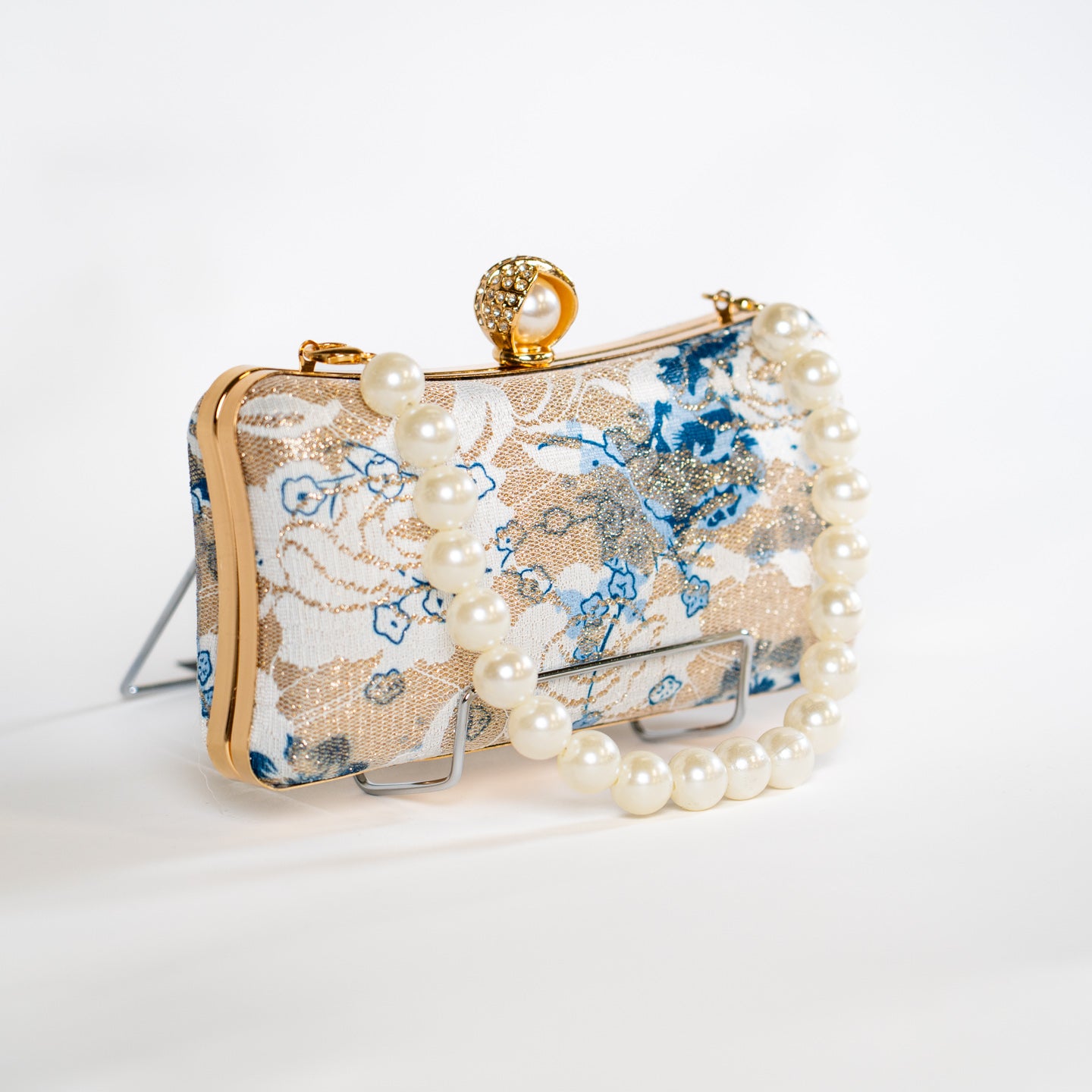 Jacquard Lace Handbag - Blue