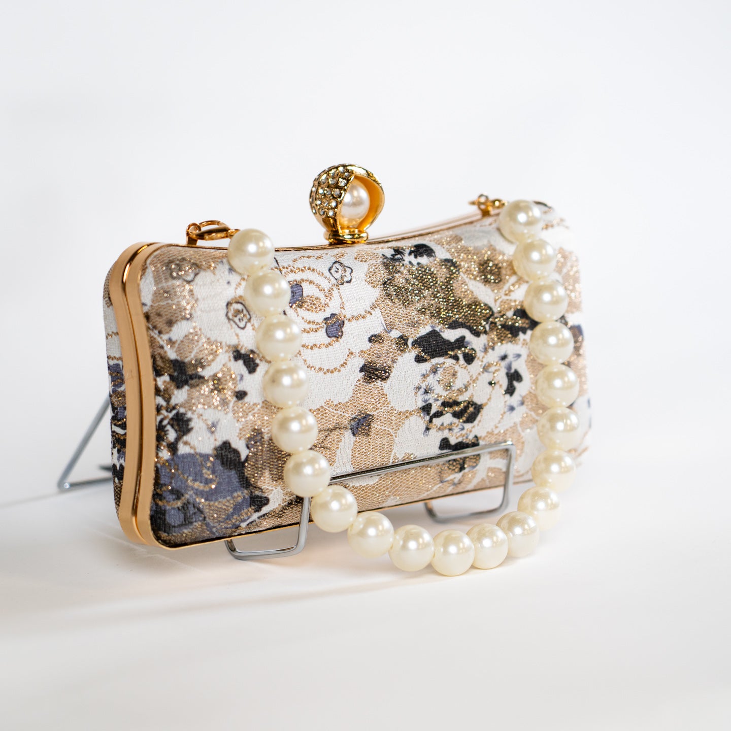 Jacquard Lace Handbag - Black