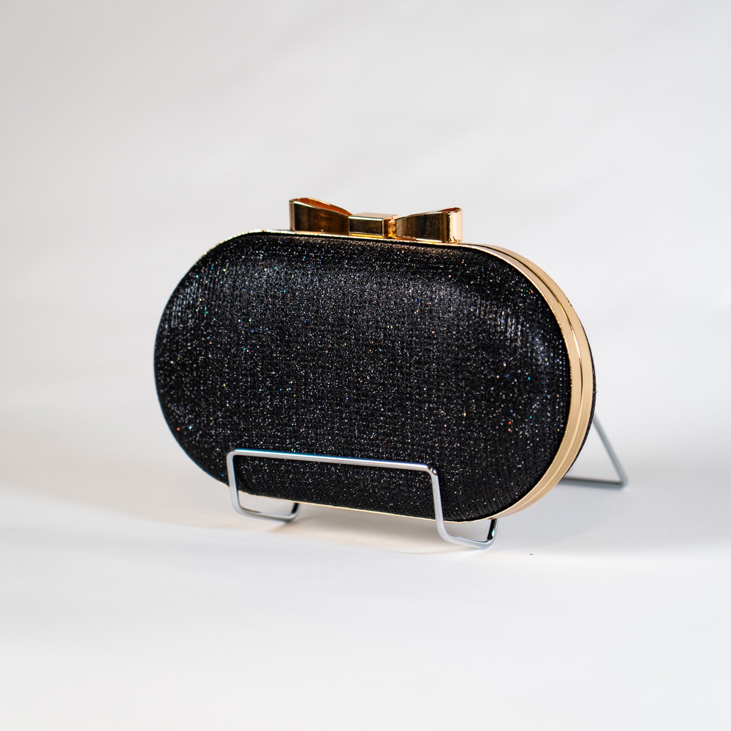 Shimmering Metallic Clutch - Black