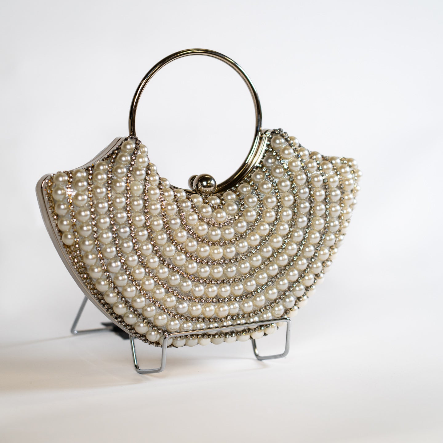 Modern Pearl Handbag - Silver