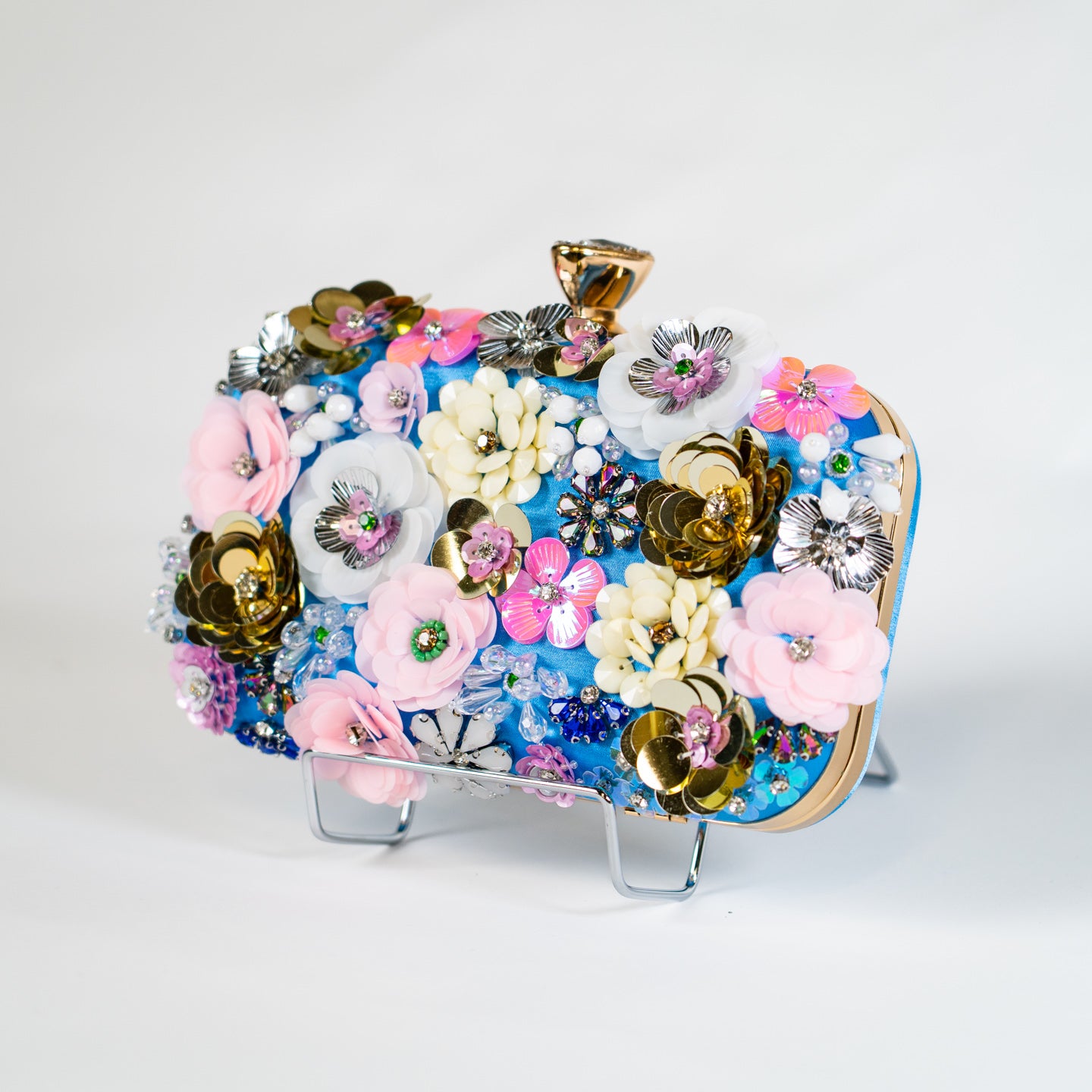 Maximalist Floral Clutch - Blue