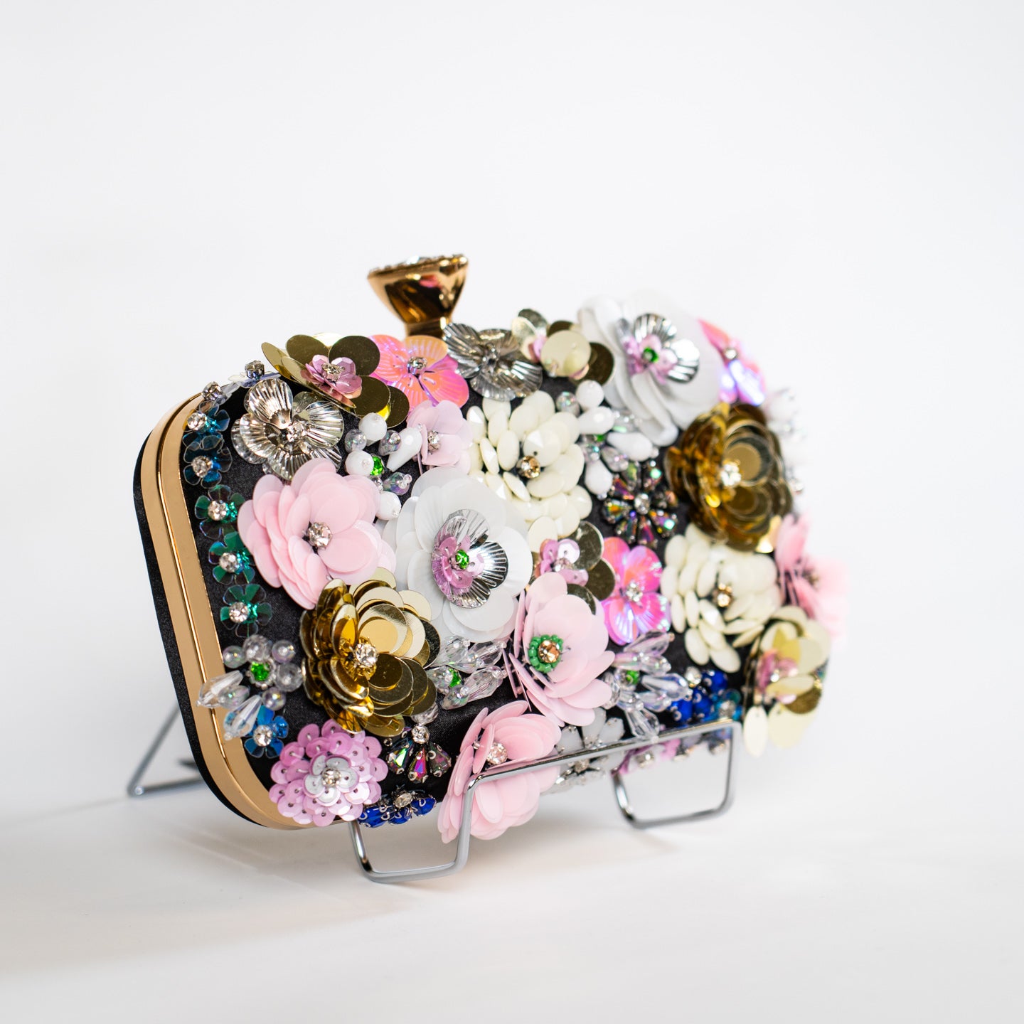 Maximalist Floral Clutch - Black