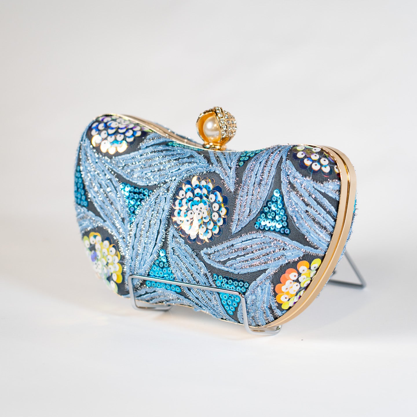 Patterned Sequin Handbag - Blue