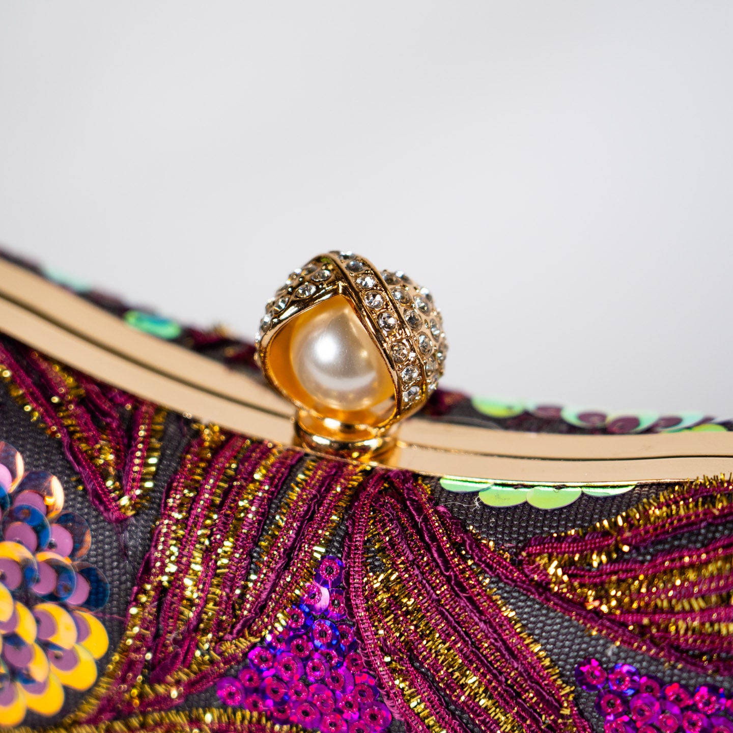 Patterned Sequin Handbag - Purple