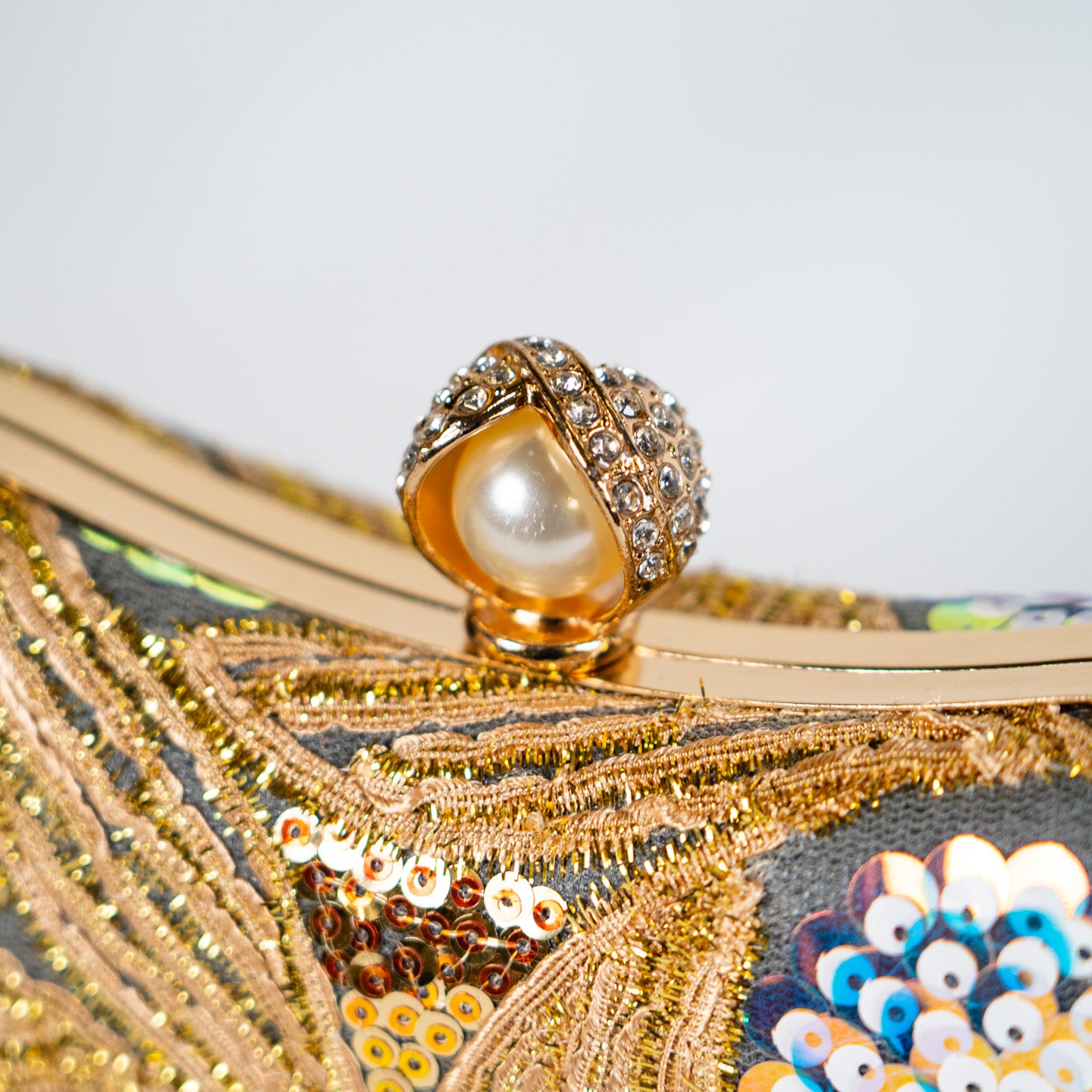 Patterned Sequin Handbag - Gold