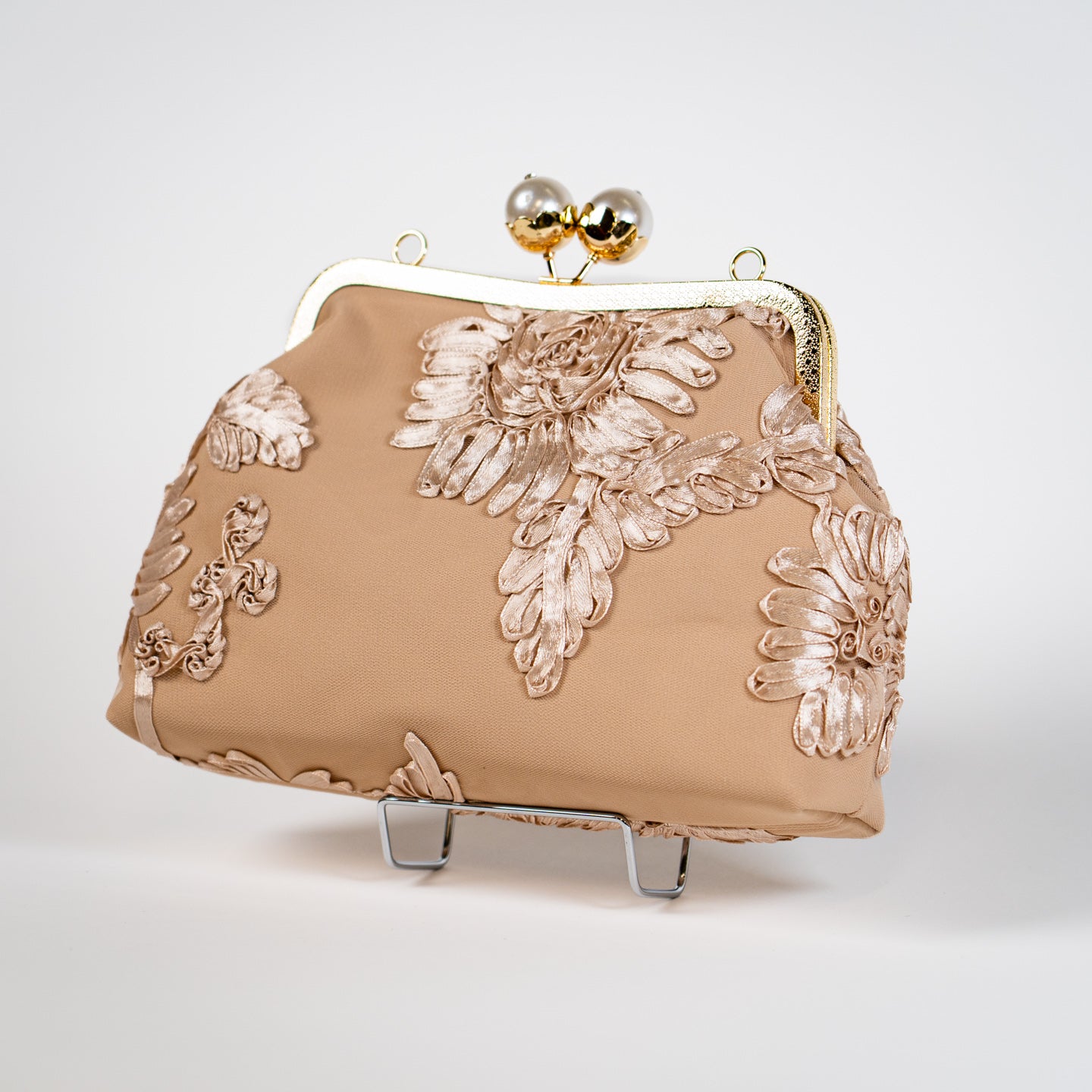 Vintage Kiss Lock Clutch - Khaki