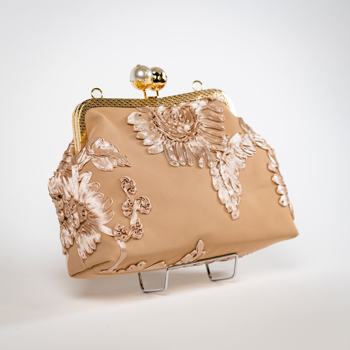Vintage Kiss Lock Clutch - Khaki