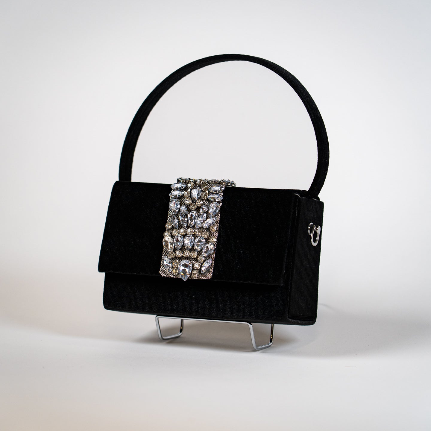 Embellished Velvet Handbag - Black