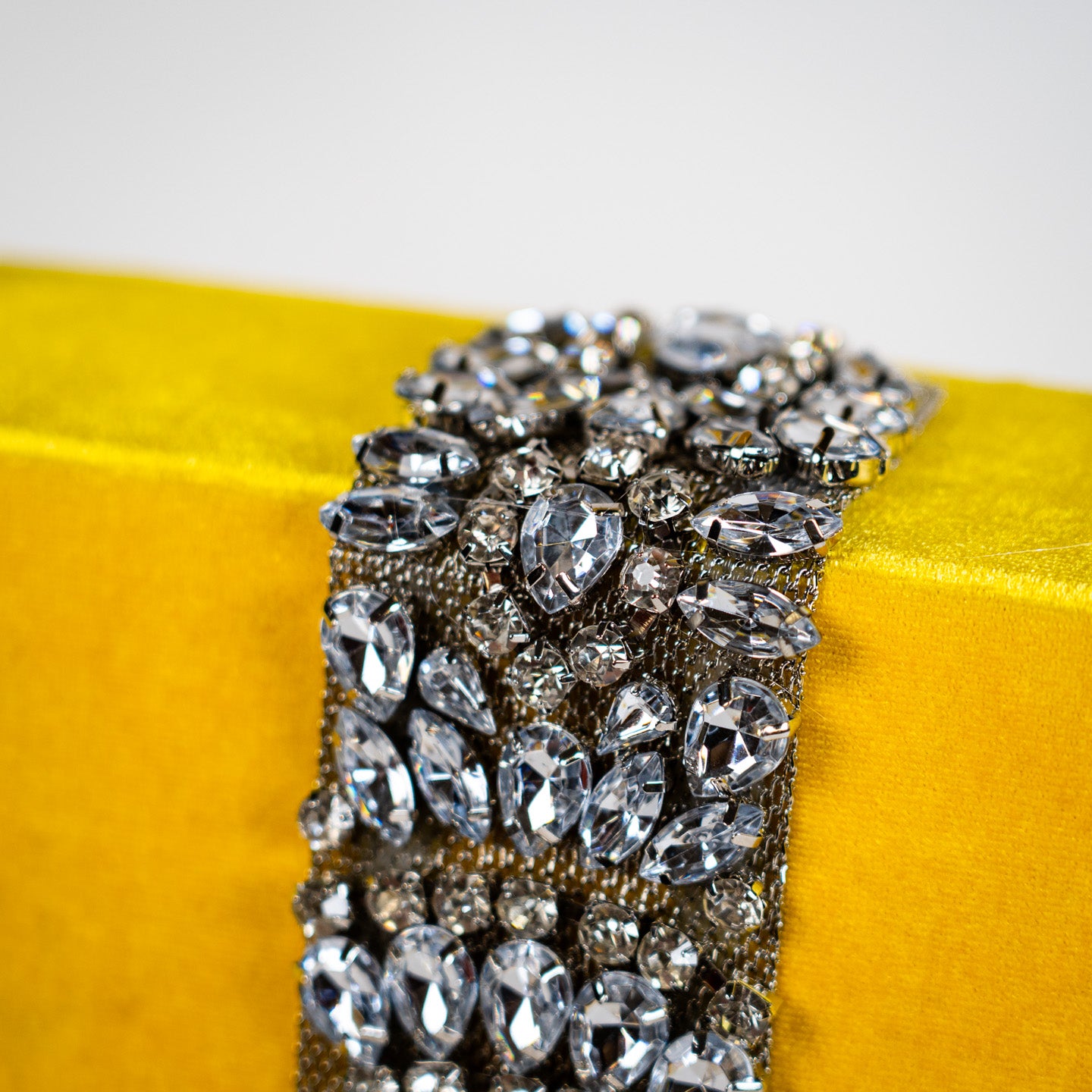 Embellished Velvet Handbag - Yellow