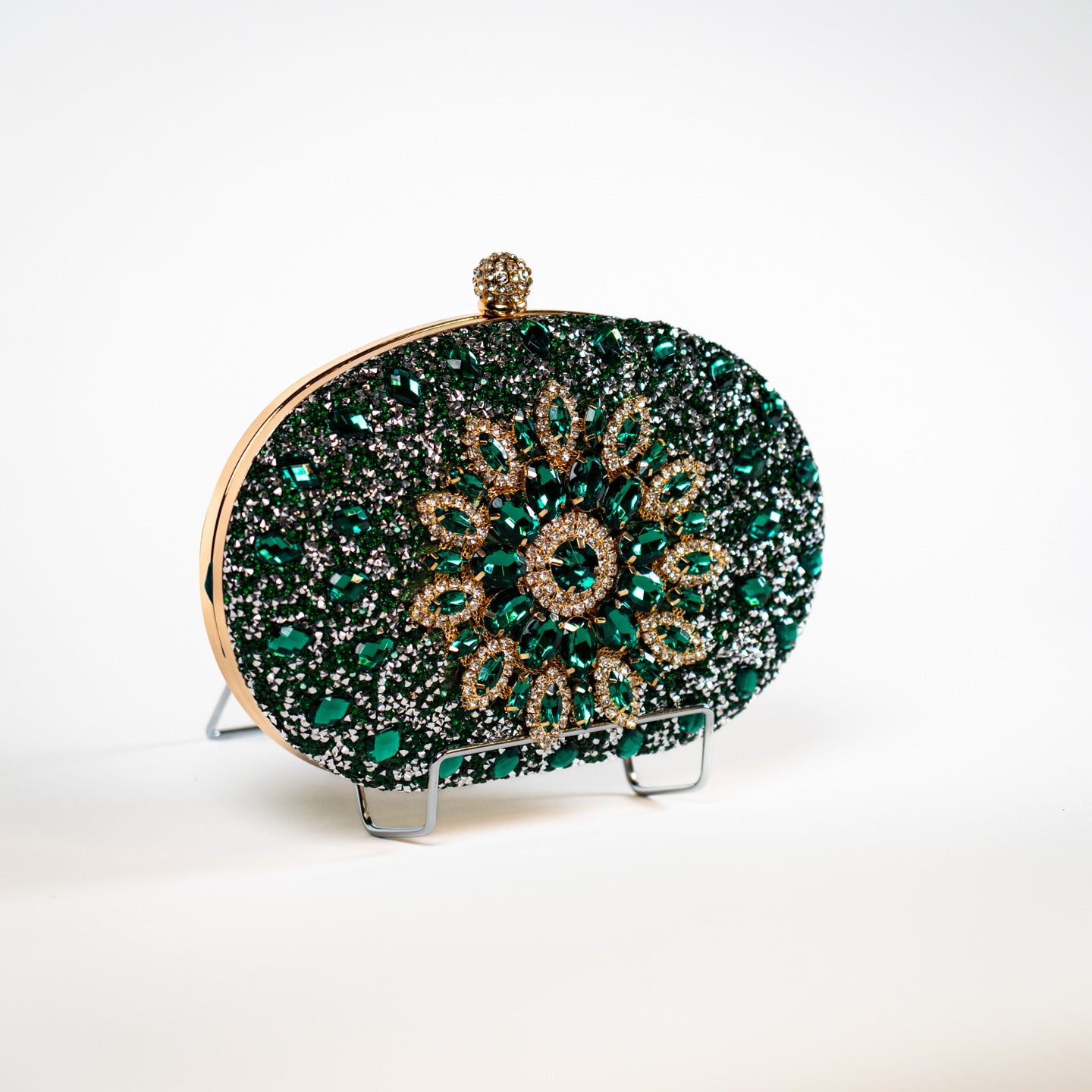 Crystal Floral Clutch - Green