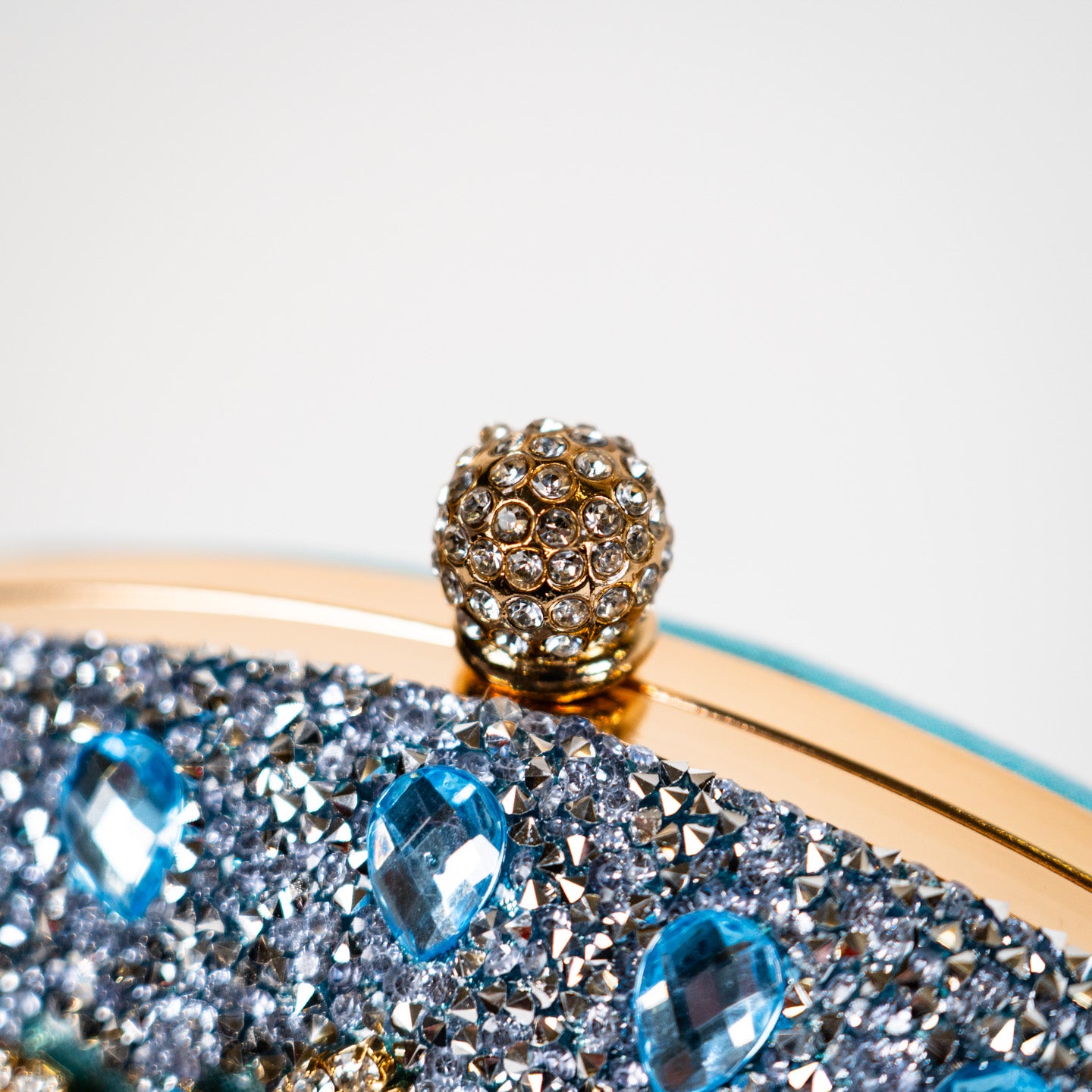 Crystal Floral Clutch - Light Blue