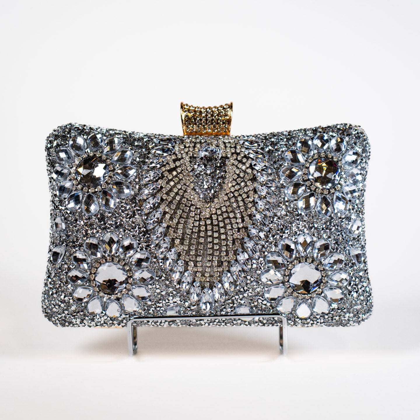 Crystal Peacock Purse - Silver