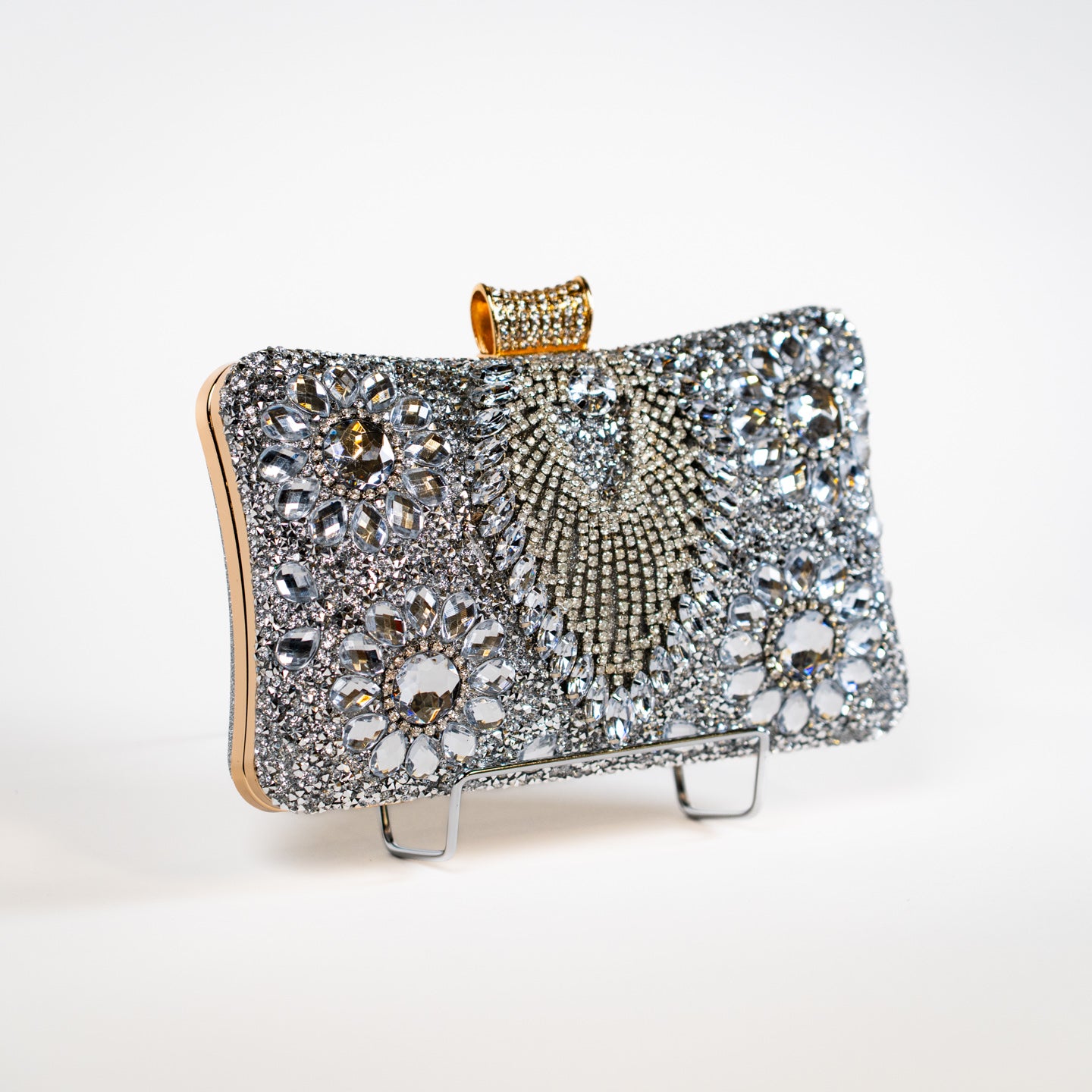 Crystal Peacock Purse - Silver