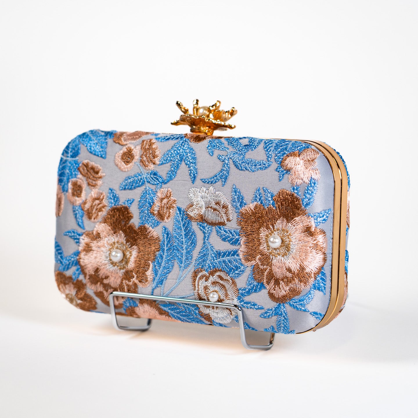 Garden Orchid Purse - Light Blue