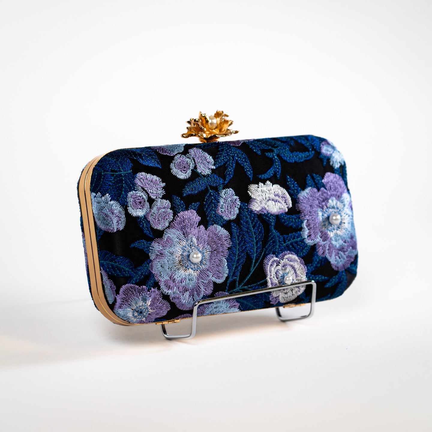 Garden Orchid Purse - Blue Floral