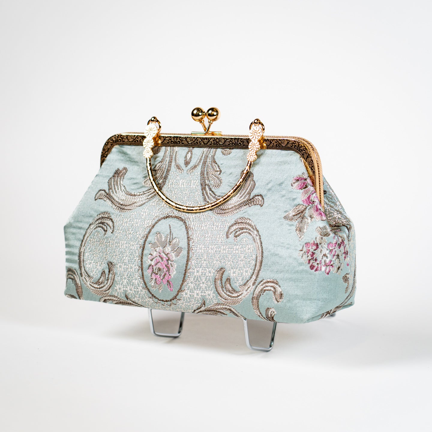 Lovely Daisy Kiss Lock Handbag - Light Blue