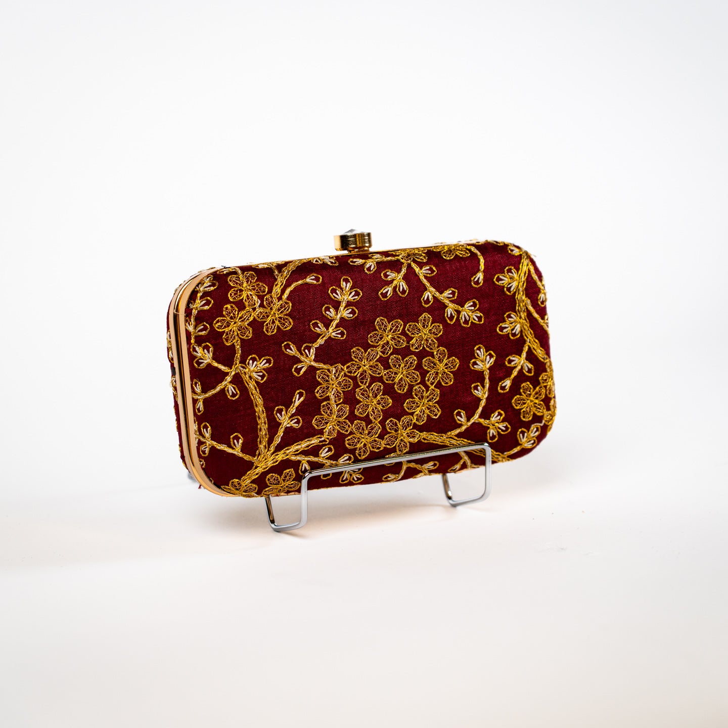 Tree Blossom Clutch - Burgundy