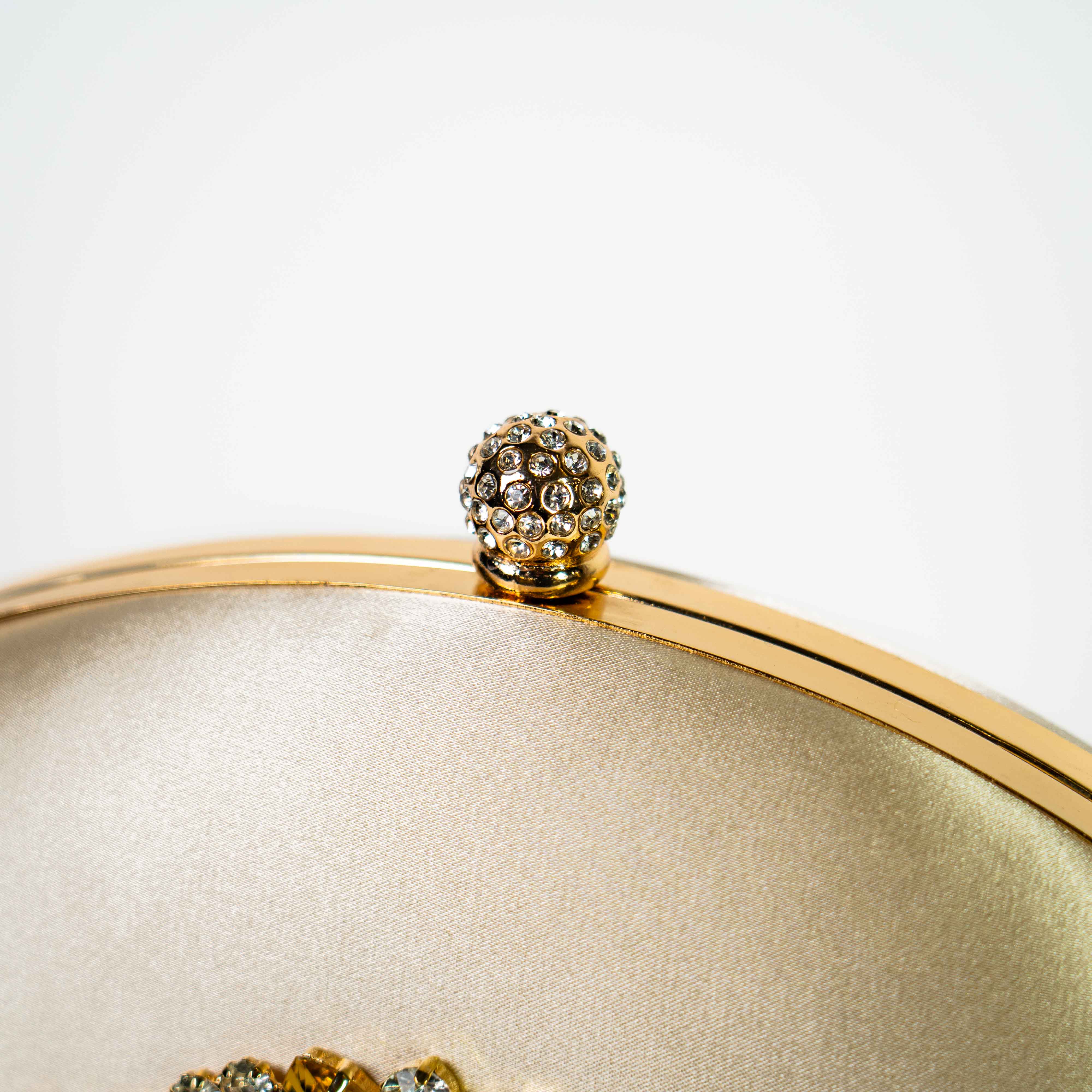Jeweled Satin Clutch - Gold