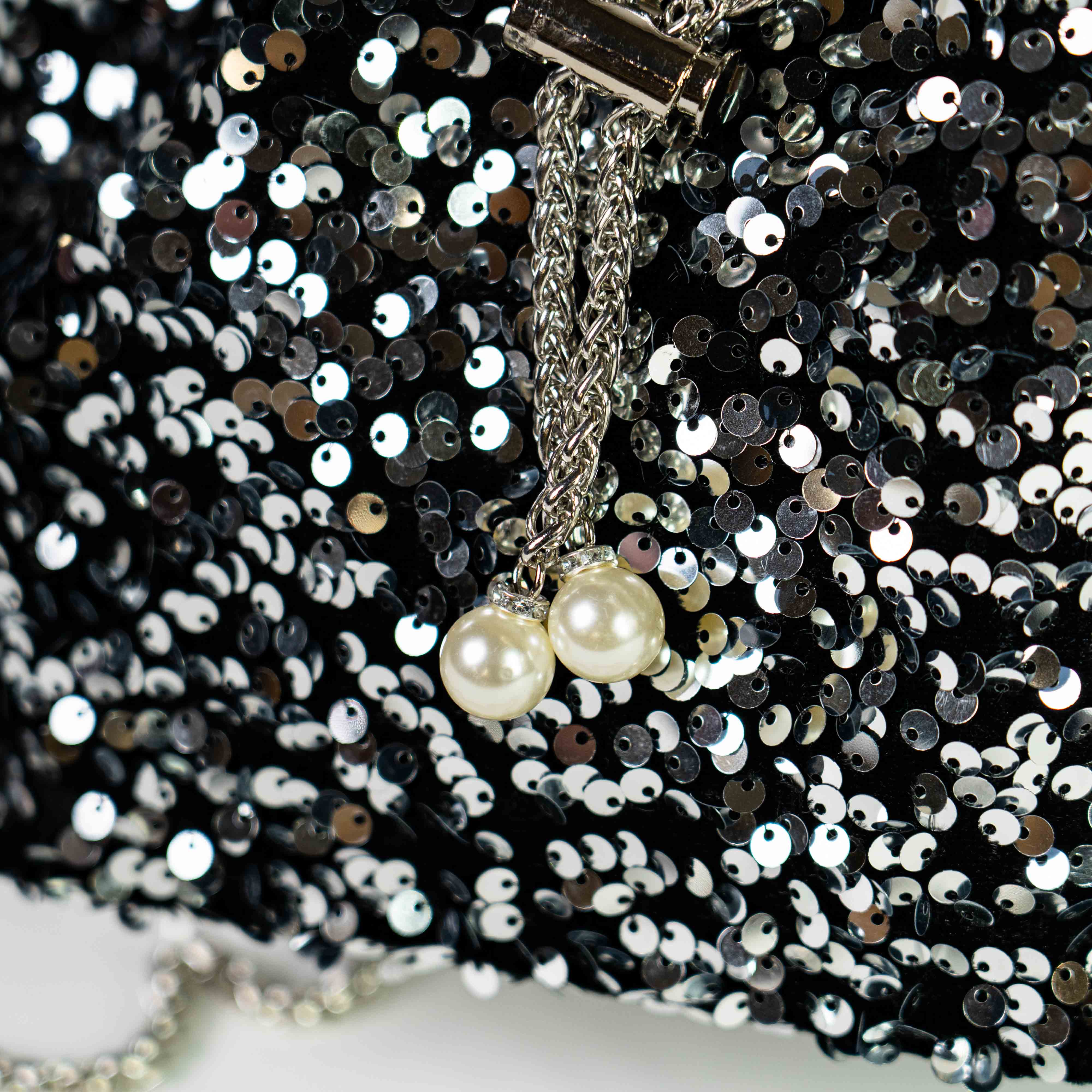 Sequin Drawstring Bag - Silver