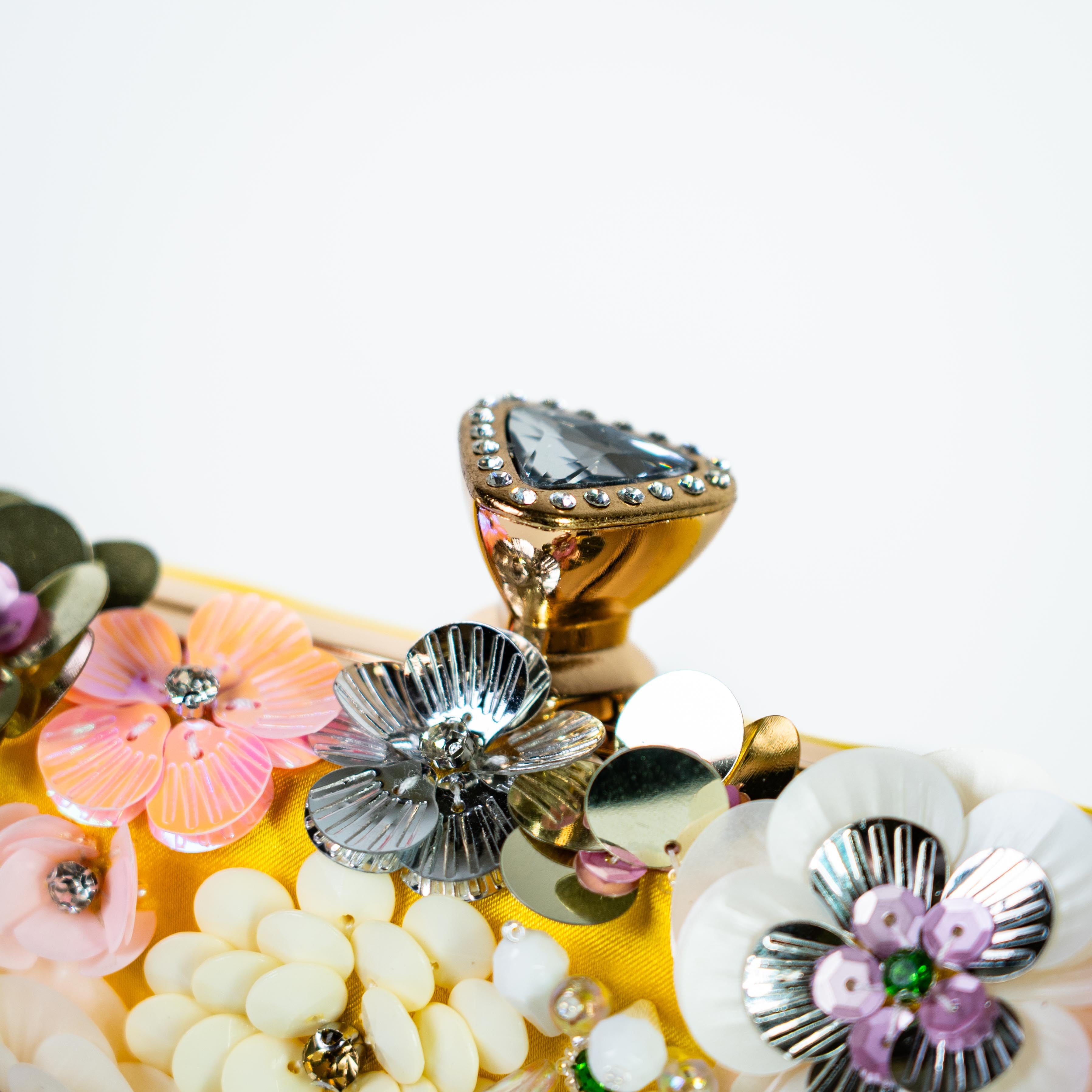 Maximalist Floral Clutch - Yellow