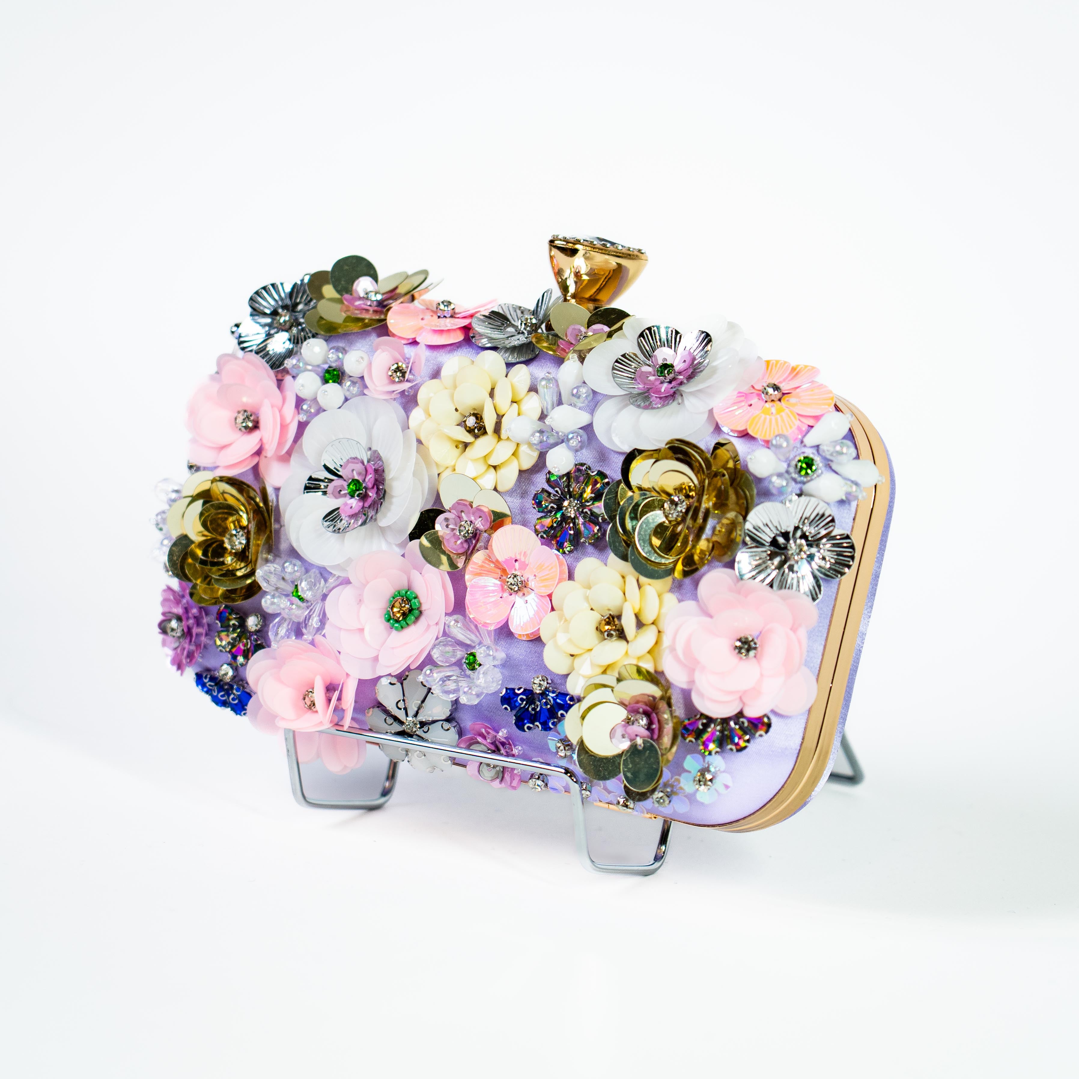 Maximalist Floral Clutch - Purple