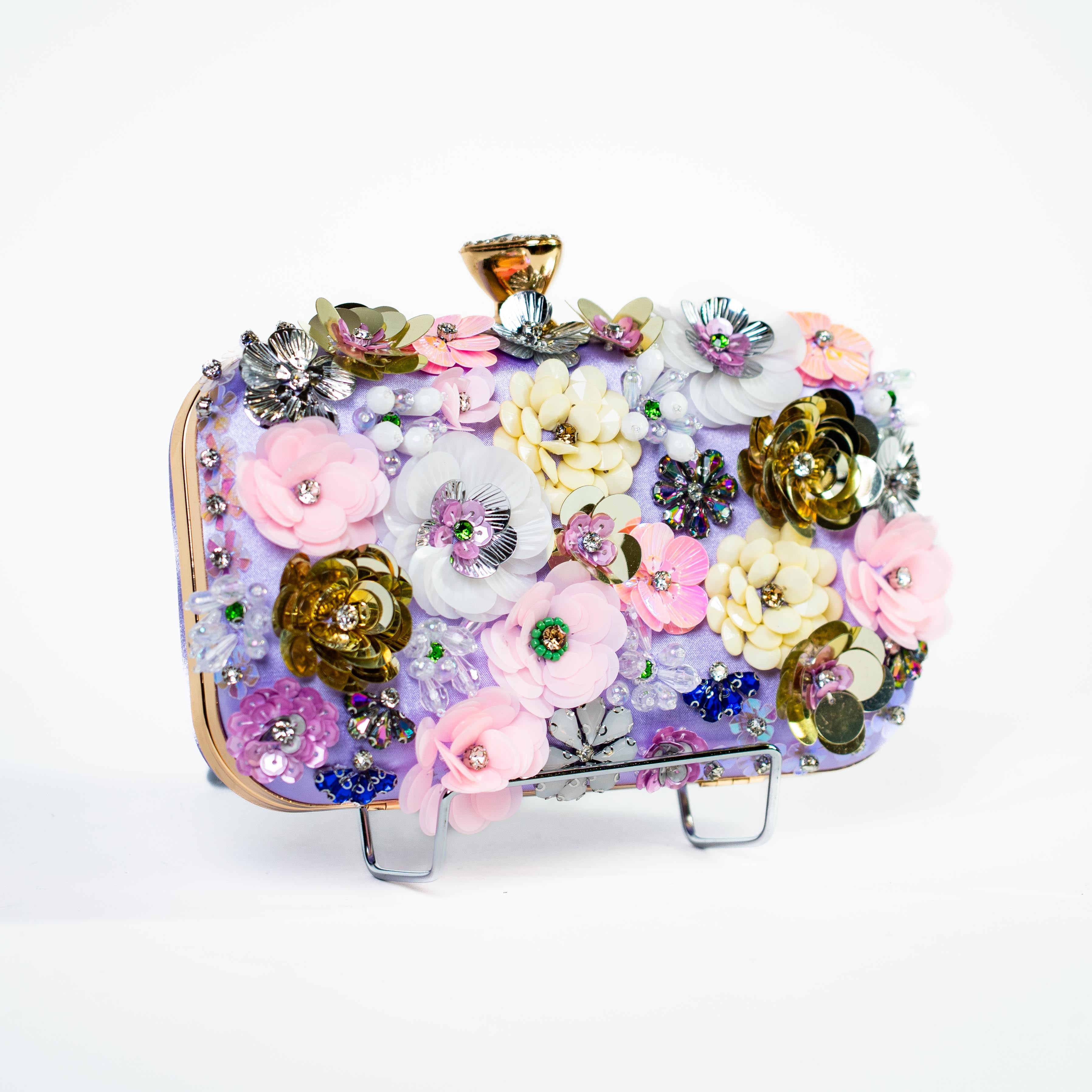 Maximalist Floral Clutch - Purple