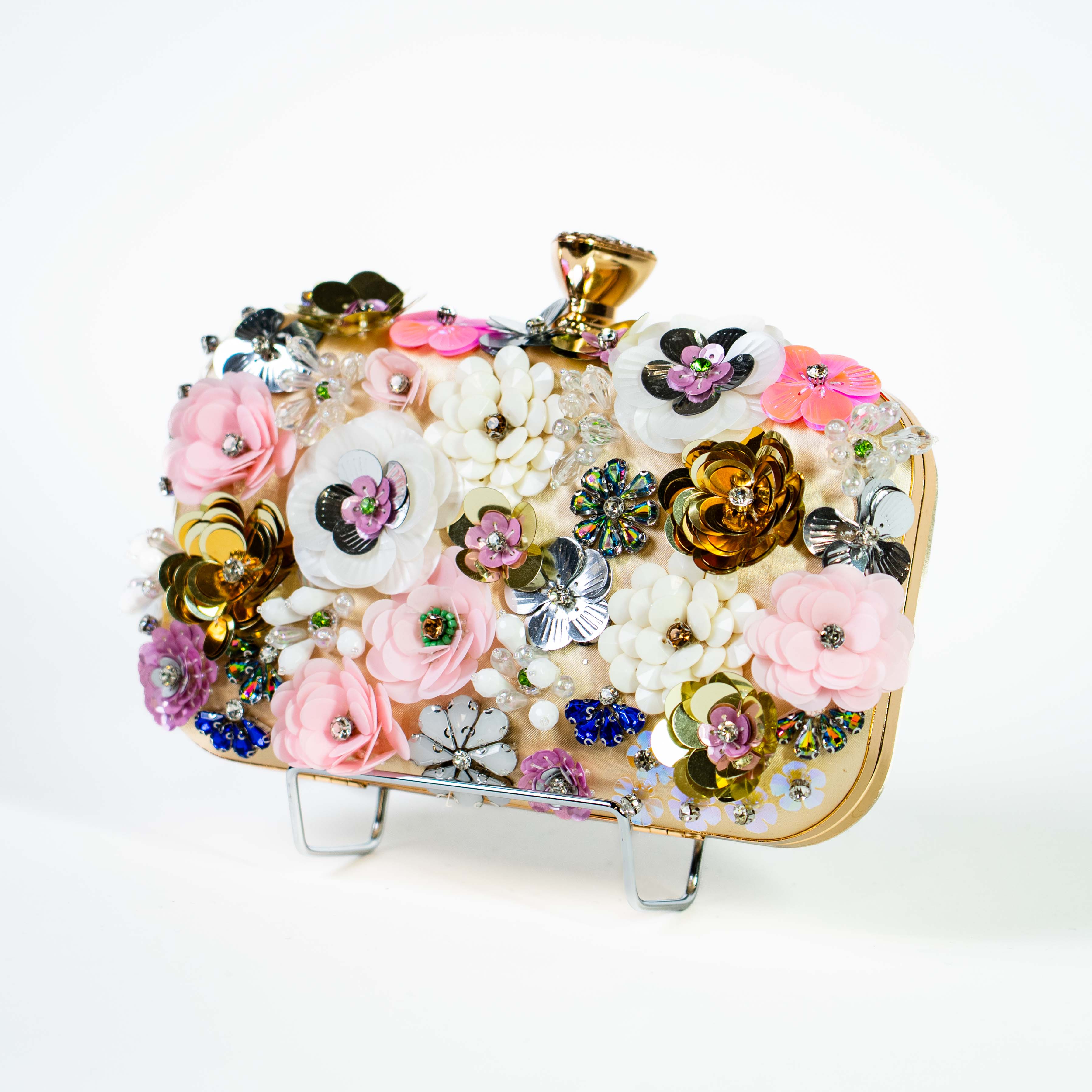 Maximalist Floral Clutch - Gold
