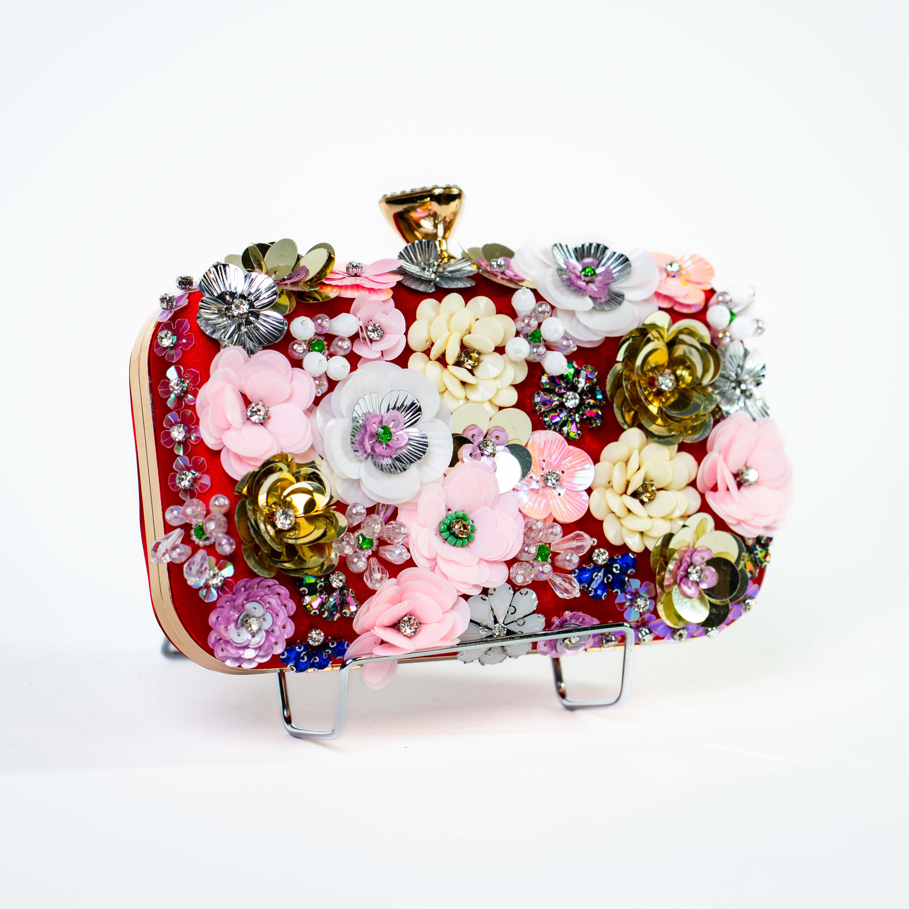 Maximalist Floral Clutch - Red