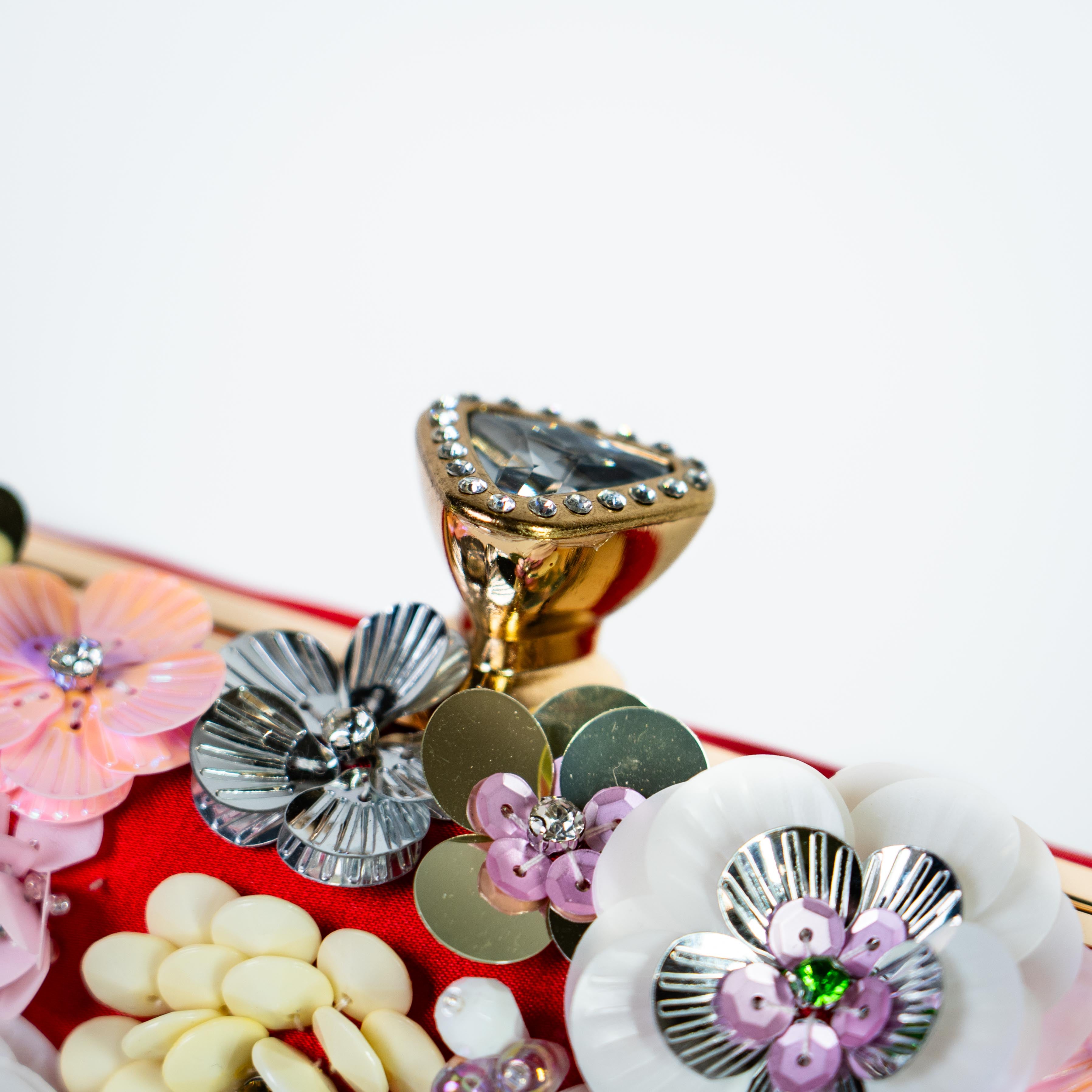 Maximalist Floral Clutch - Red