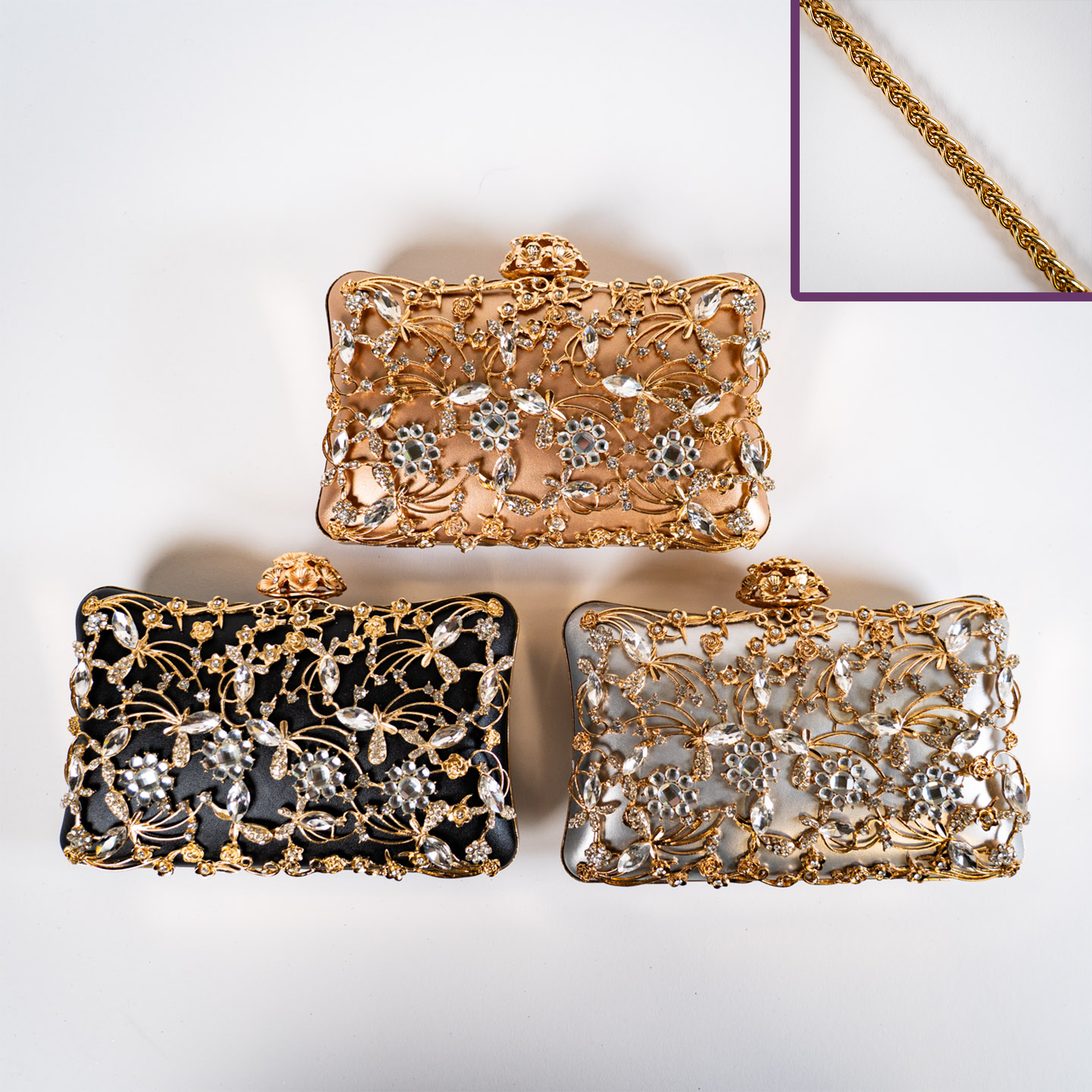 Romantic Crystal Clutch - Silver