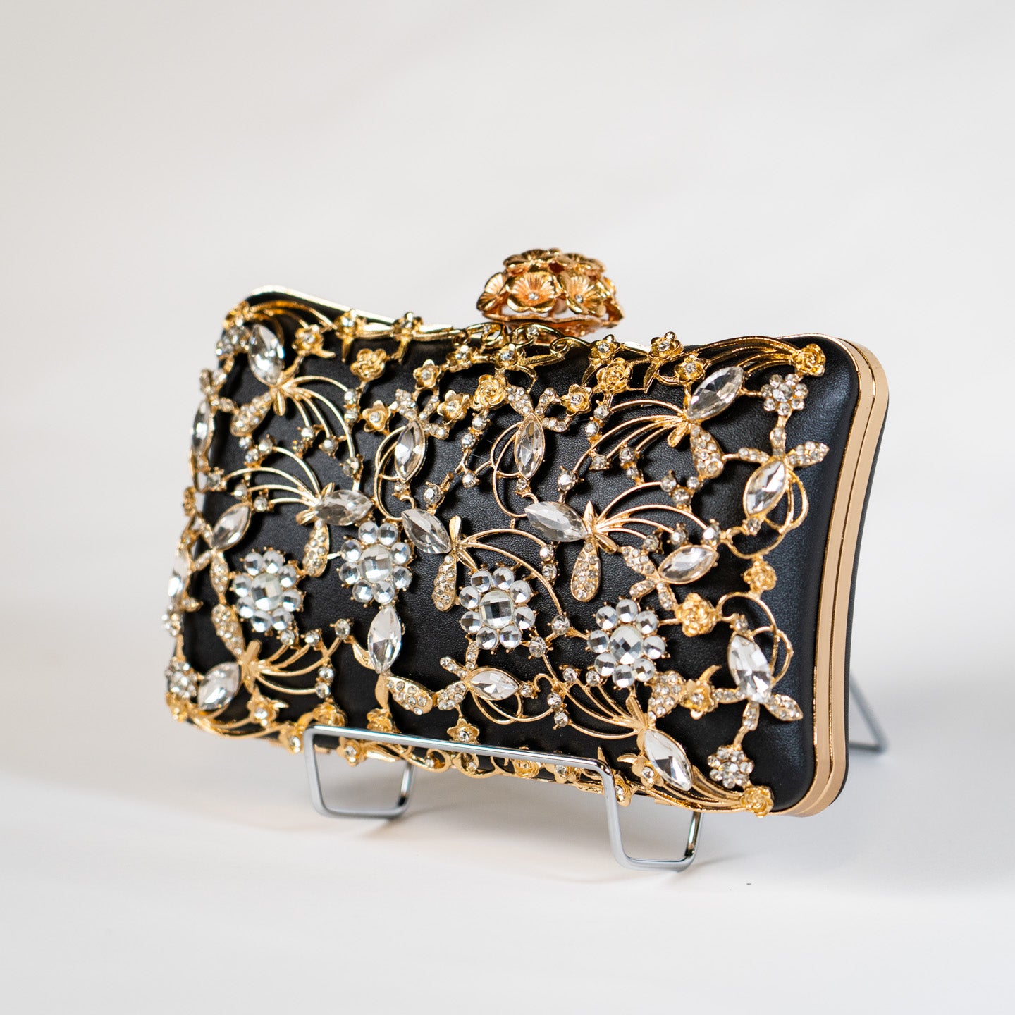 Romantic Crystal Clutch - Black