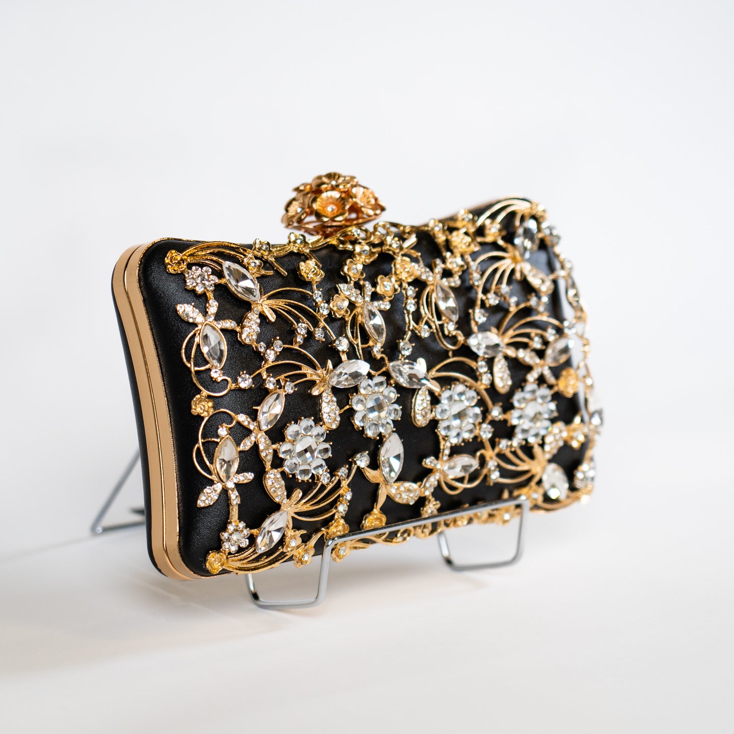 Romantic Crystal Clutch - Black