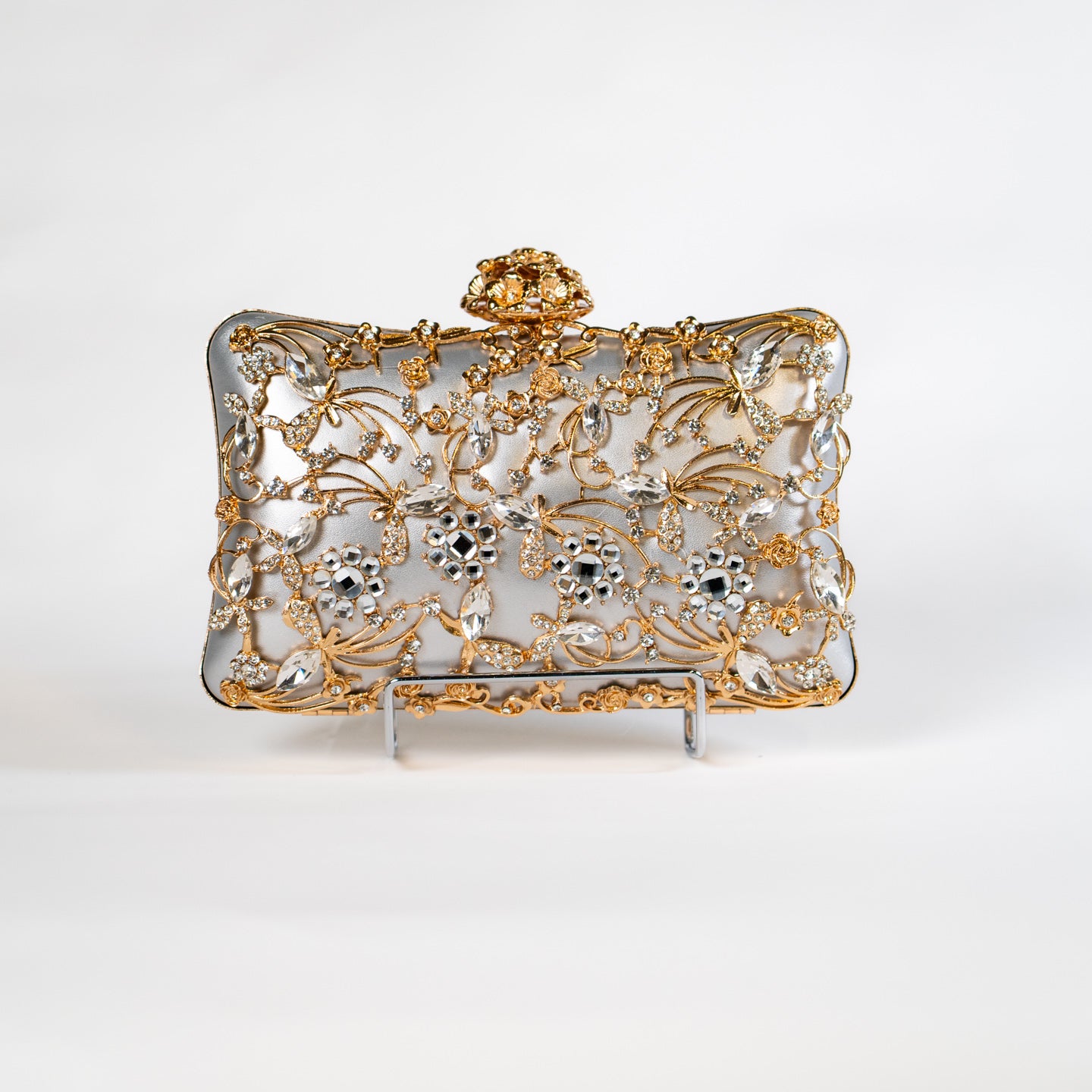 Romantic Crystal Clutch - Silver