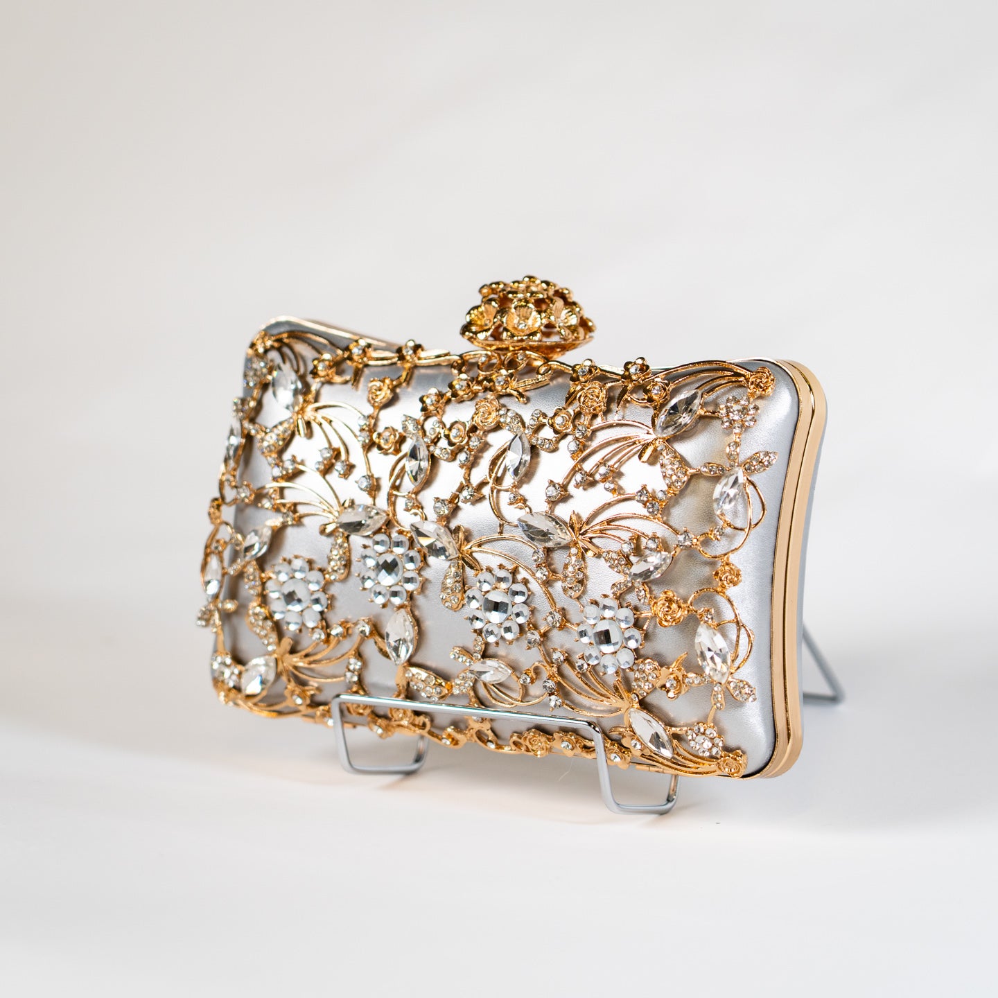 Romantic Crystal Clutch - Silver