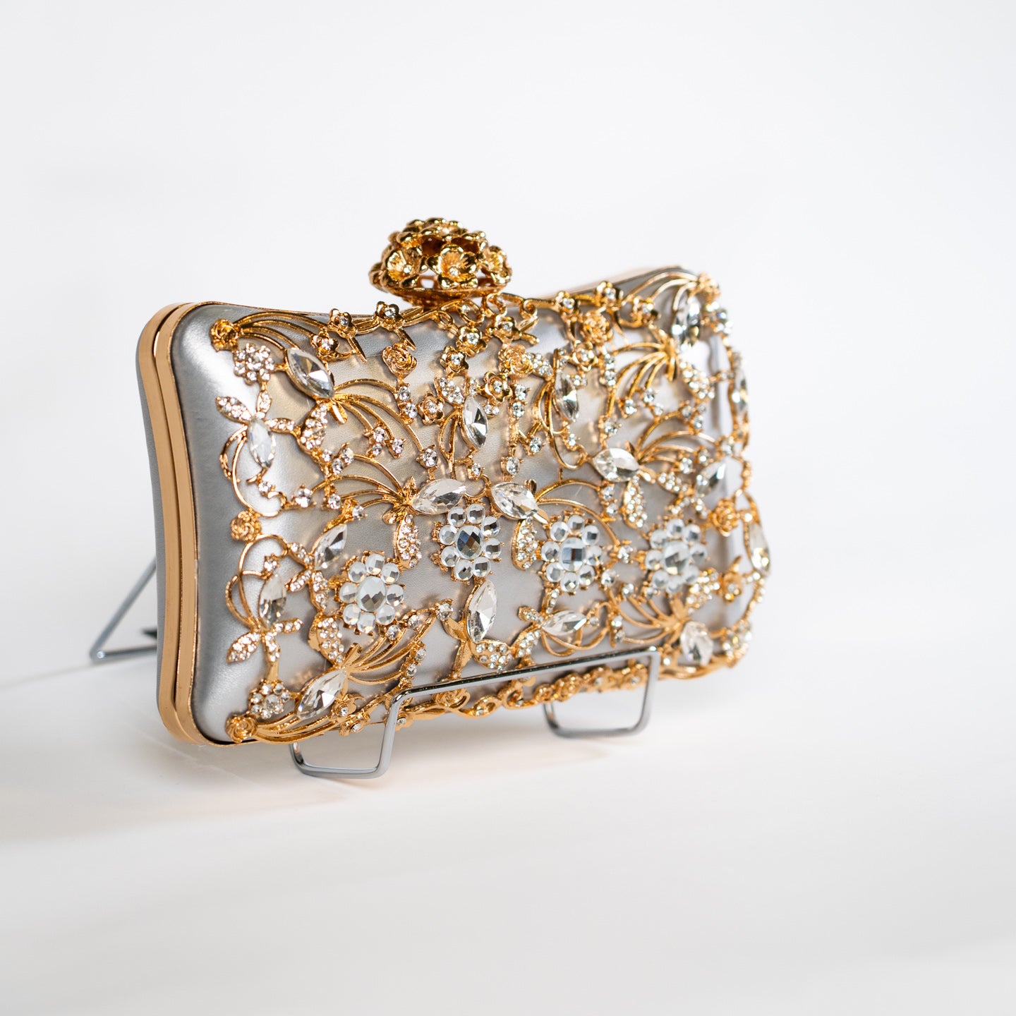 Romantic Crystal Clutch - Silver