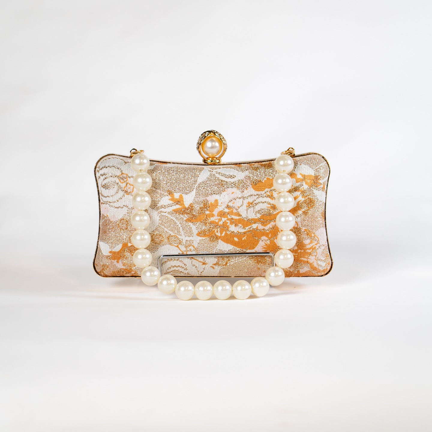 Jacquard Lace Handbag - Gold