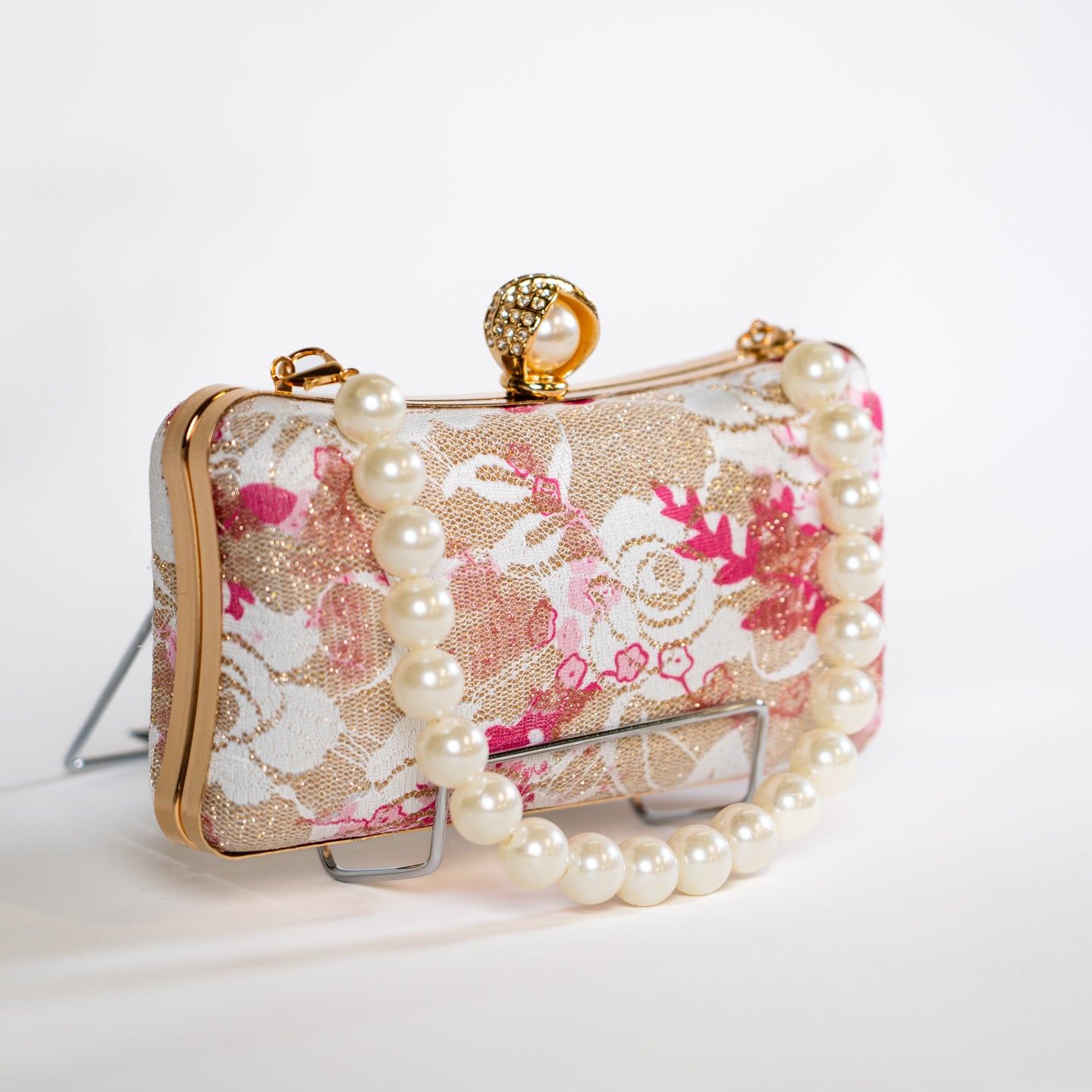 Jacquard Lace Handbag - Pink