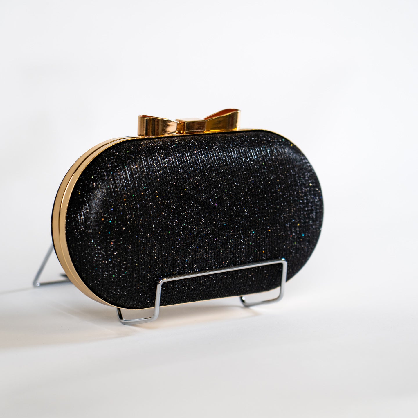 Shimmering Metallic Clutch - Black