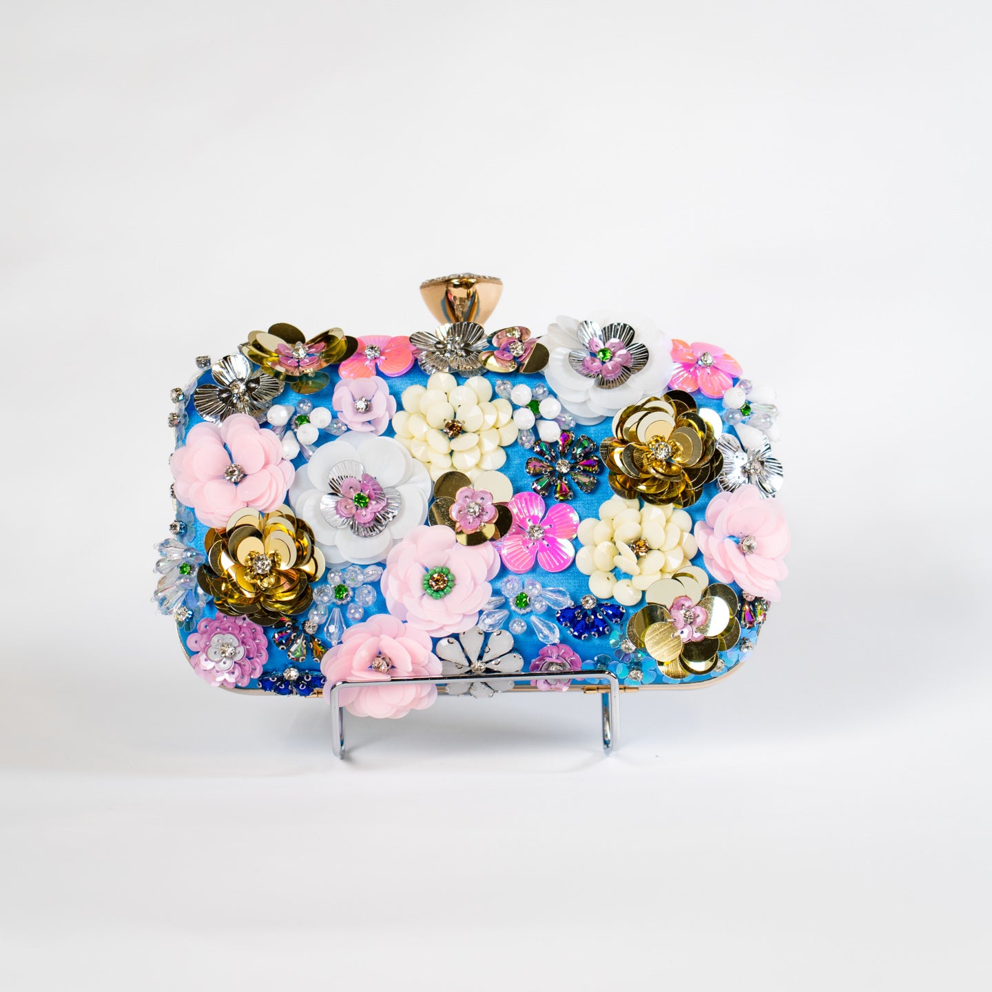 Maximalist Floral Clutch - Blue