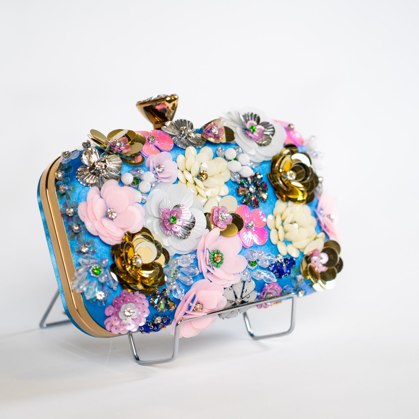 Maximalist Floral Clutch - Blue