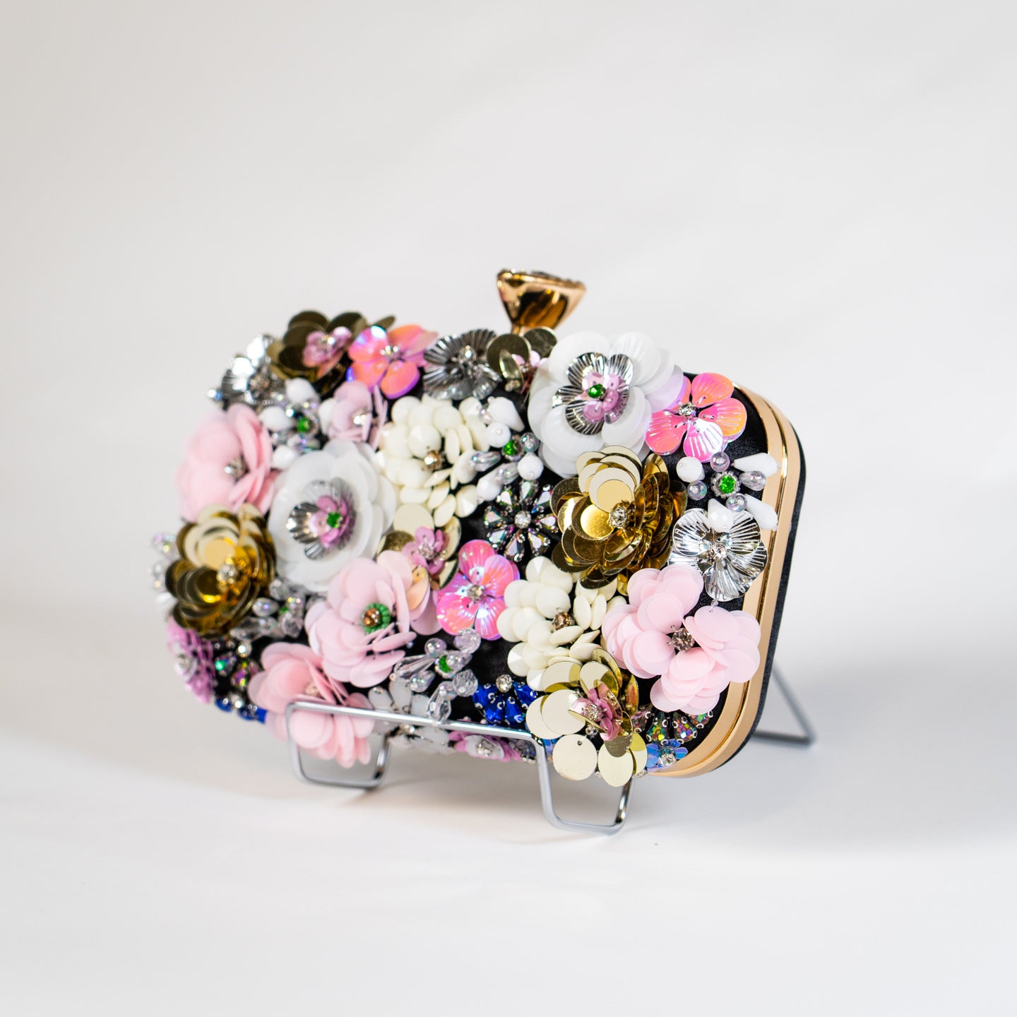 Maximalist Floral Clutch - Black