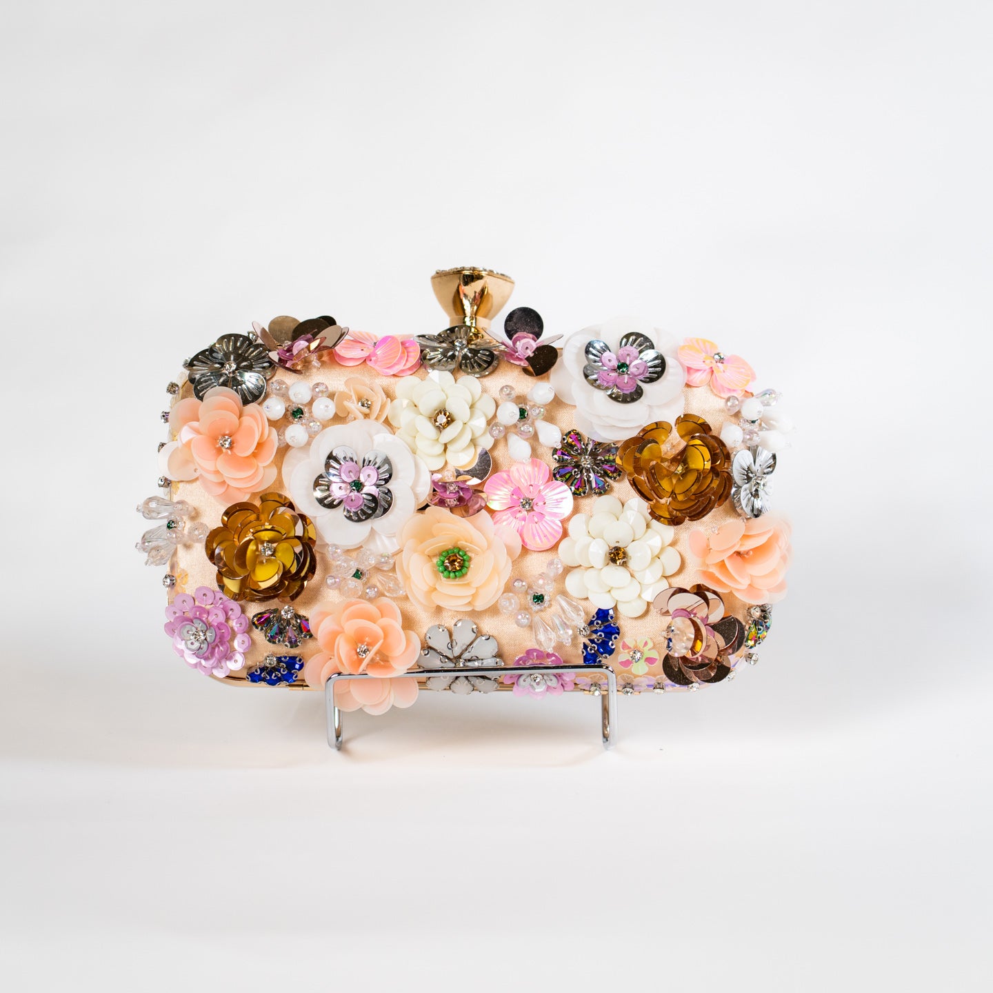 Maximalist Floral Clutch - Apricot