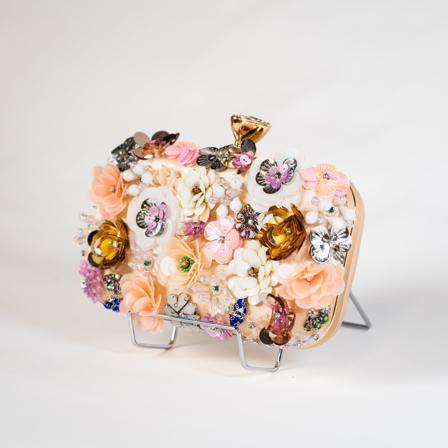 Maximalist Floral Clutch - Apricot