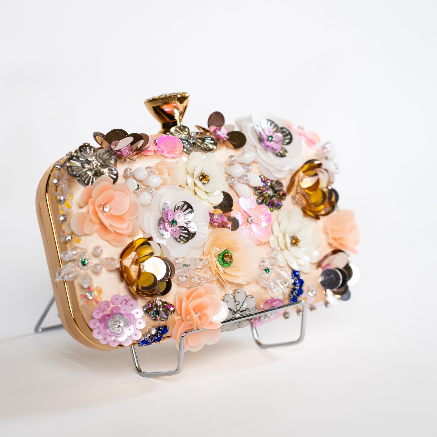 Maximalist Floral Clutch - Apricot