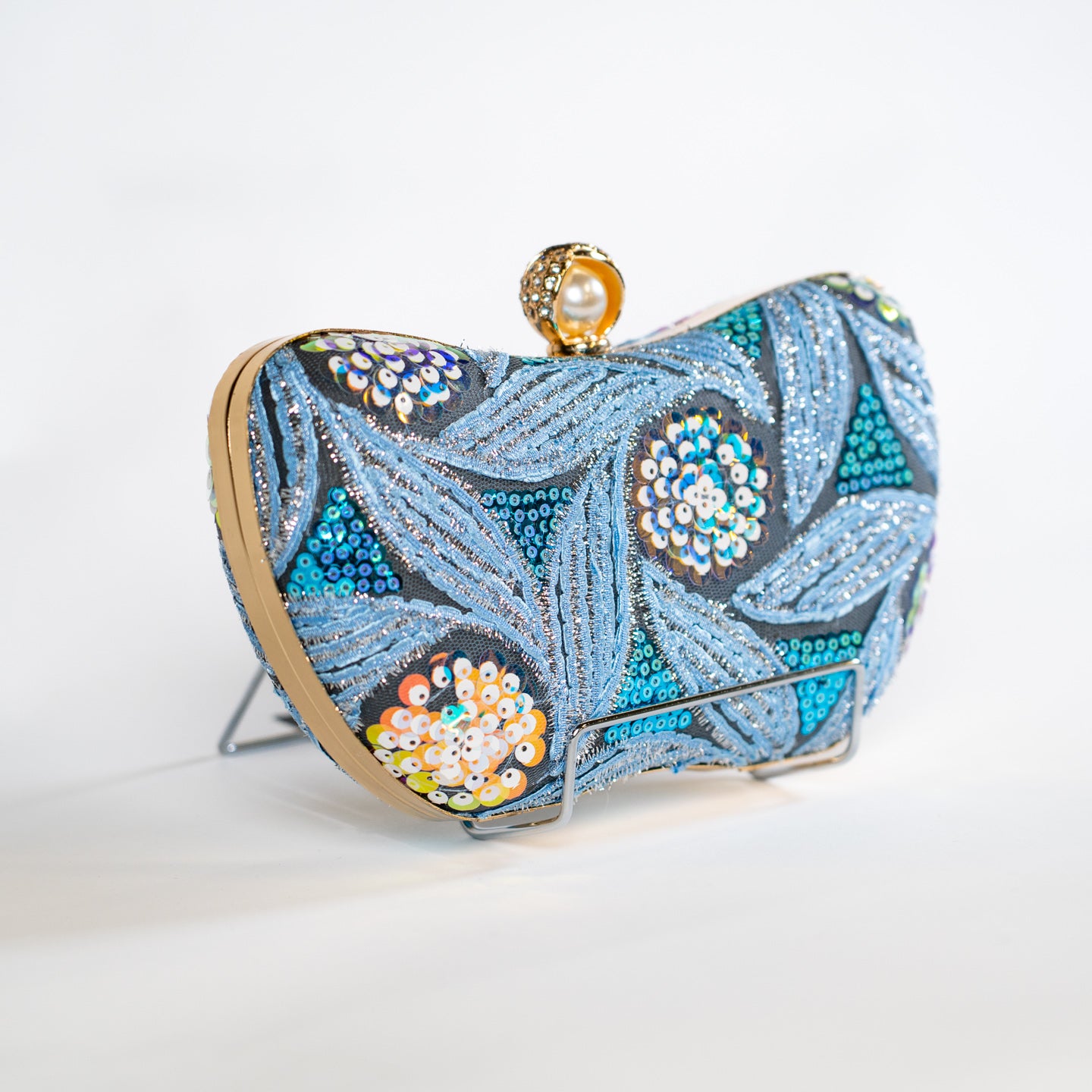 Patterned Sequin Handbag - Blue