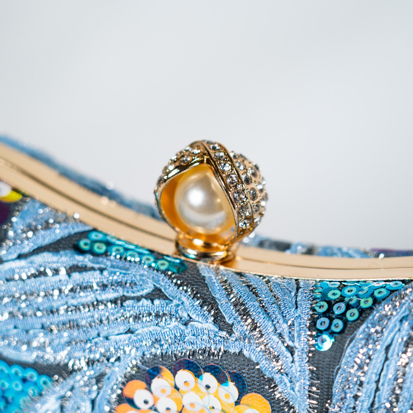 Patterned Sequin Handbag - Blue
